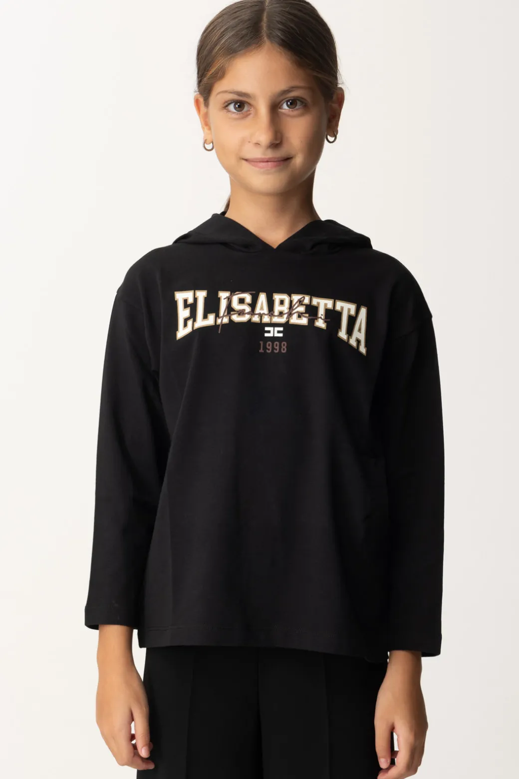 Elisabetta Franchi Bambina T-shirt Manica Lunga con Cappuccio
