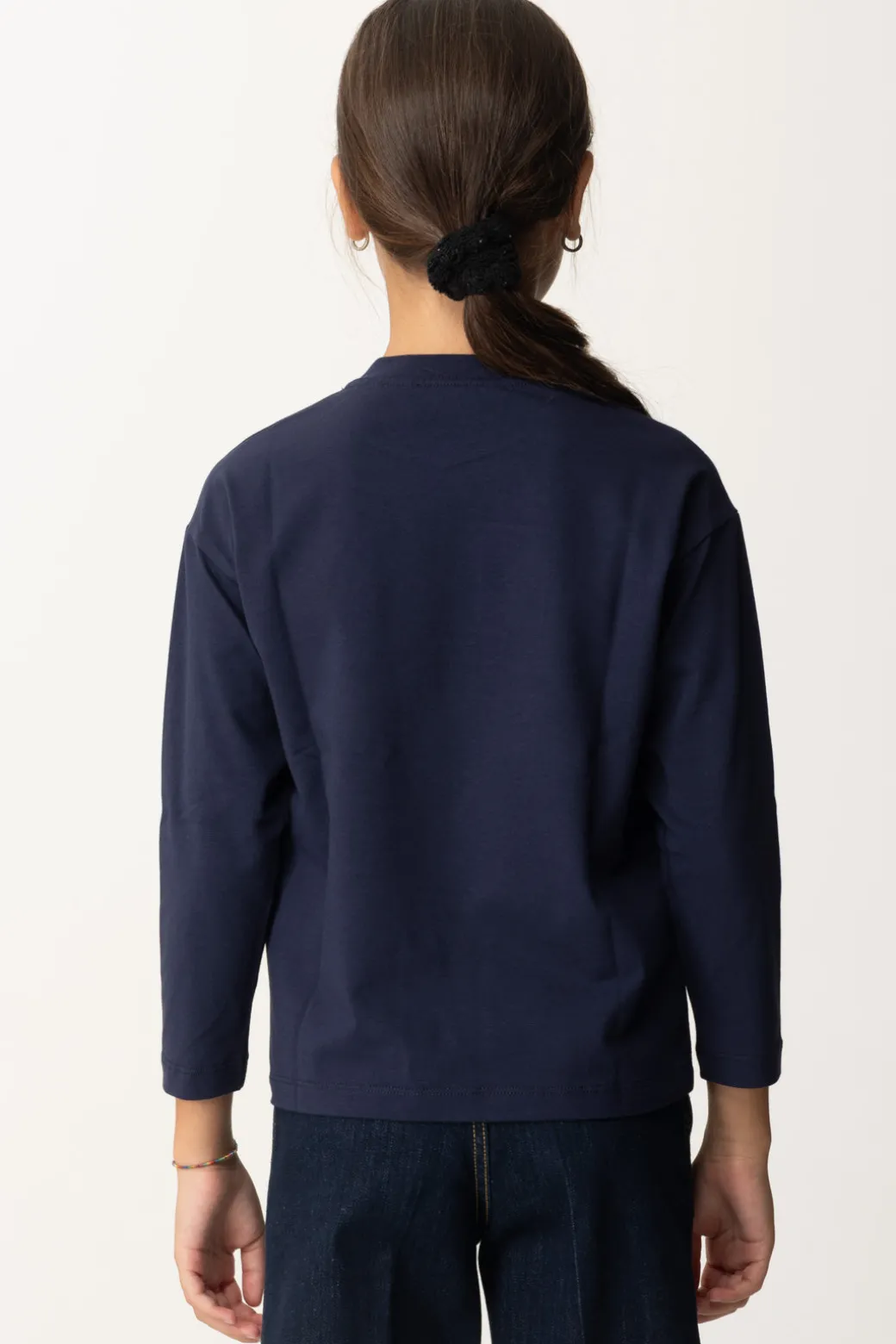 Elisabetta Franchi Bambina T-shirt Manica Lunga con Ricamo Logo