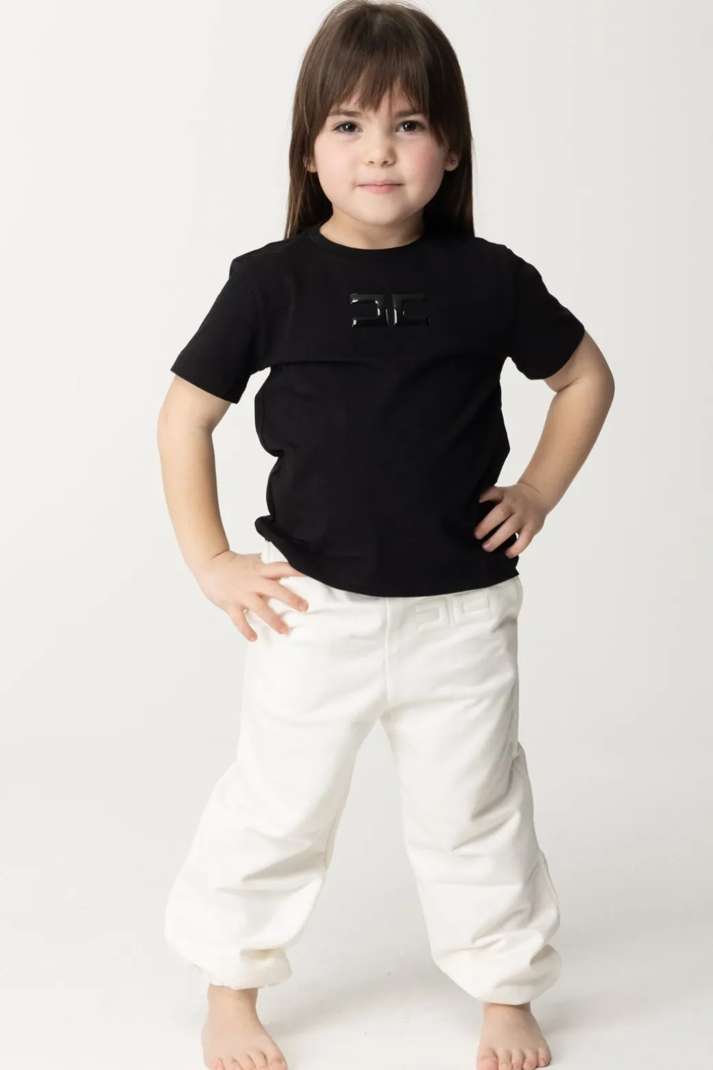 Elisabetta Franchi Bambina T-shirt Over con Applicazione Logo Cc