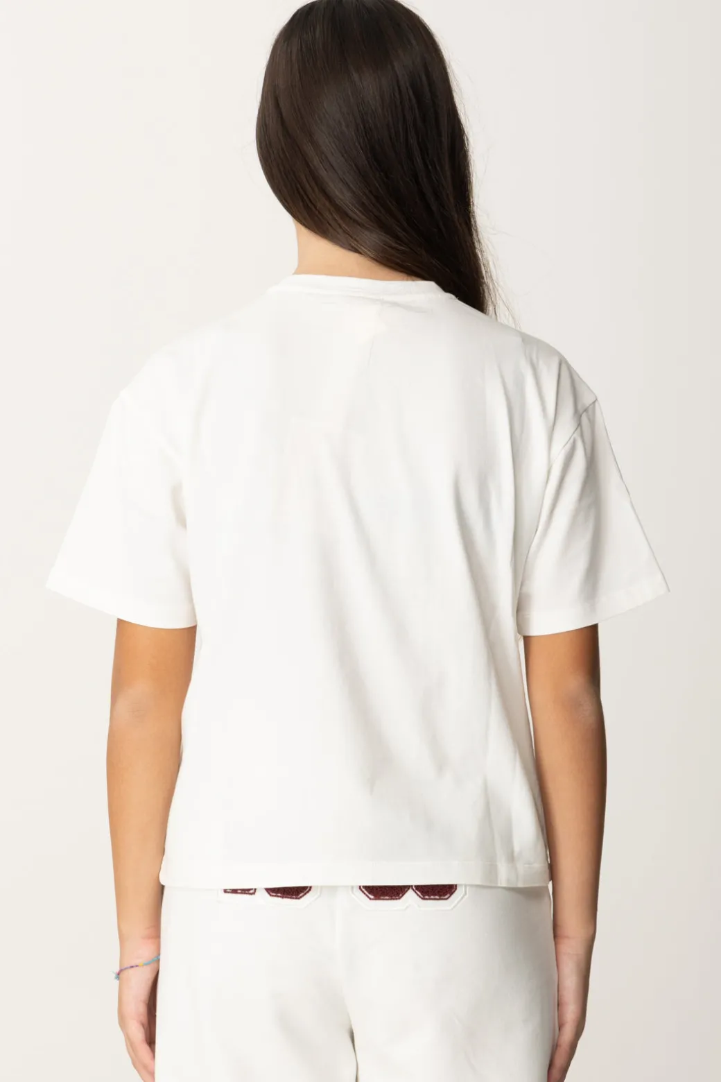 Elisabetta Franchi Bambina T-shirt Over con Ricamo Logo In Stile College