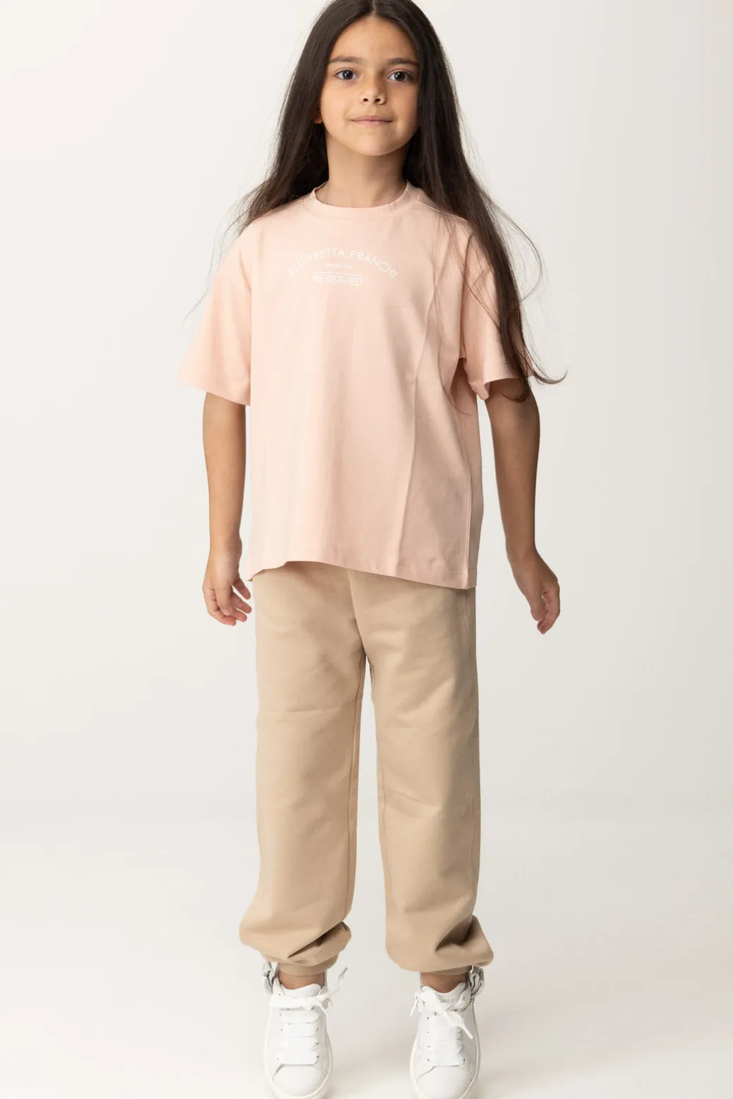 Elisabetta Franchi Bambina T-shirt Over con Stampa Logo