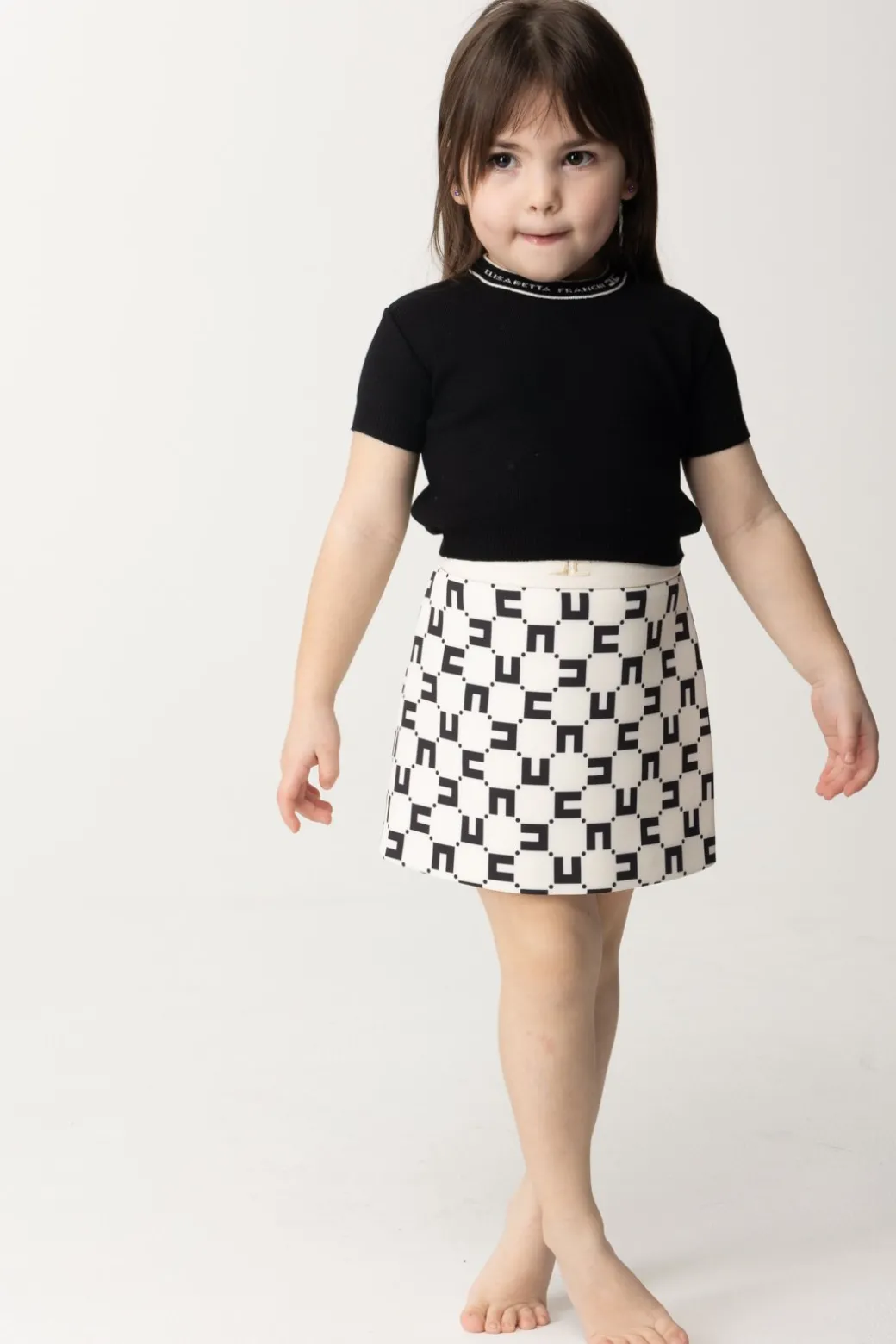 Elisabetta Franchi Bambina T-shirt Tricot con Girocollo Logato