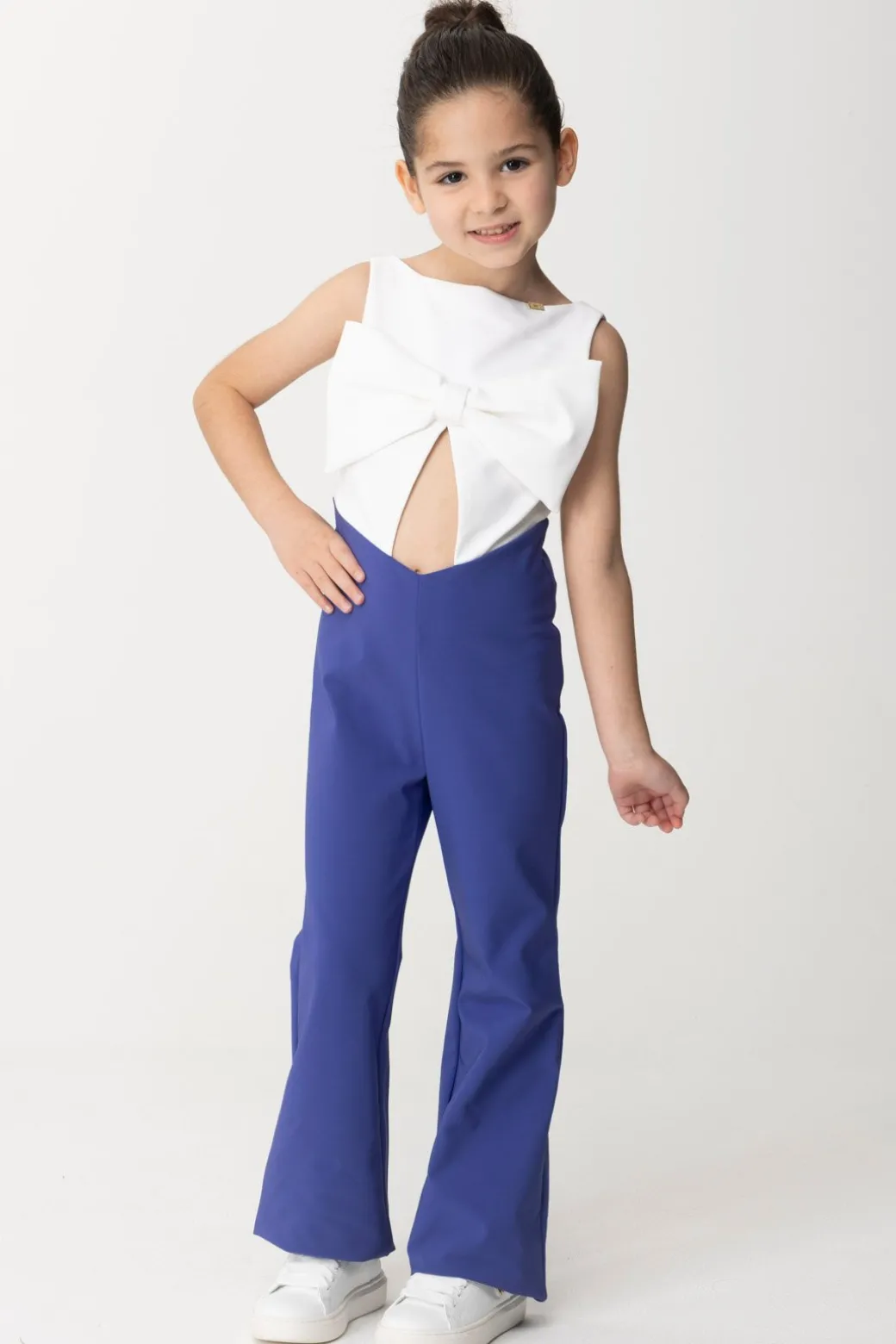 Elisabetta Franchi Bambina Tuta Bicolor con Maxi Fiocco