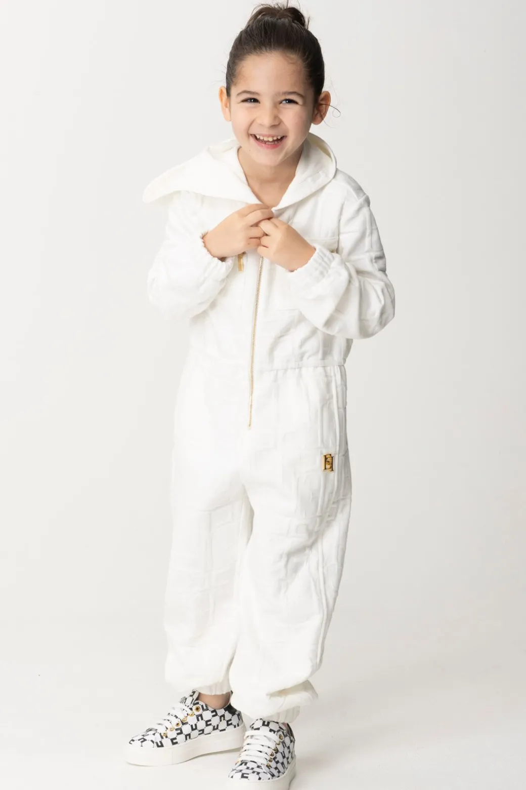 Elisabetta Franchi Bambina Tuta con Cappuccio e Logo Embossed