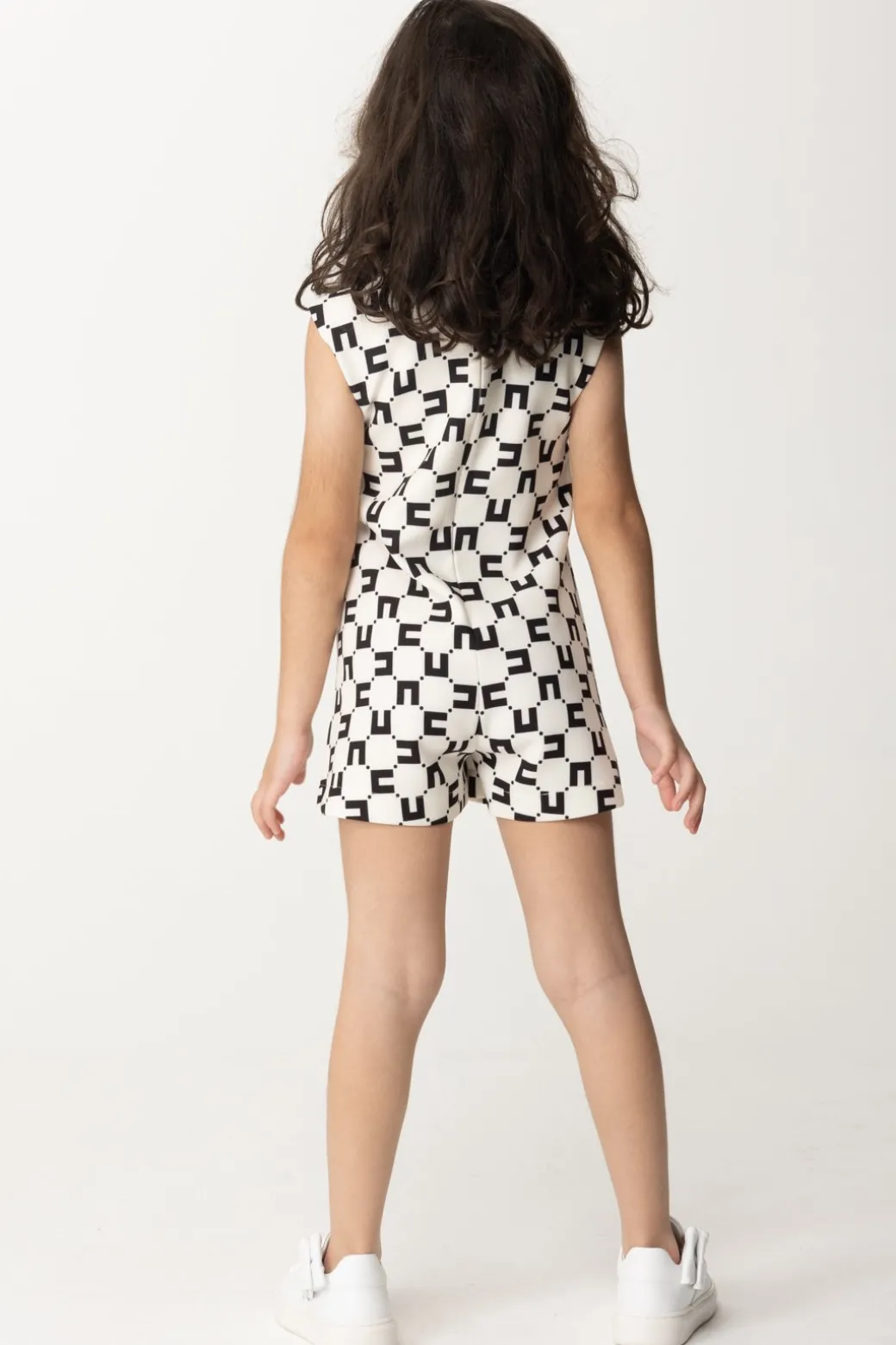 Elisabetta Franchi Bambina Tuta Corta Stampa Logo Cubica