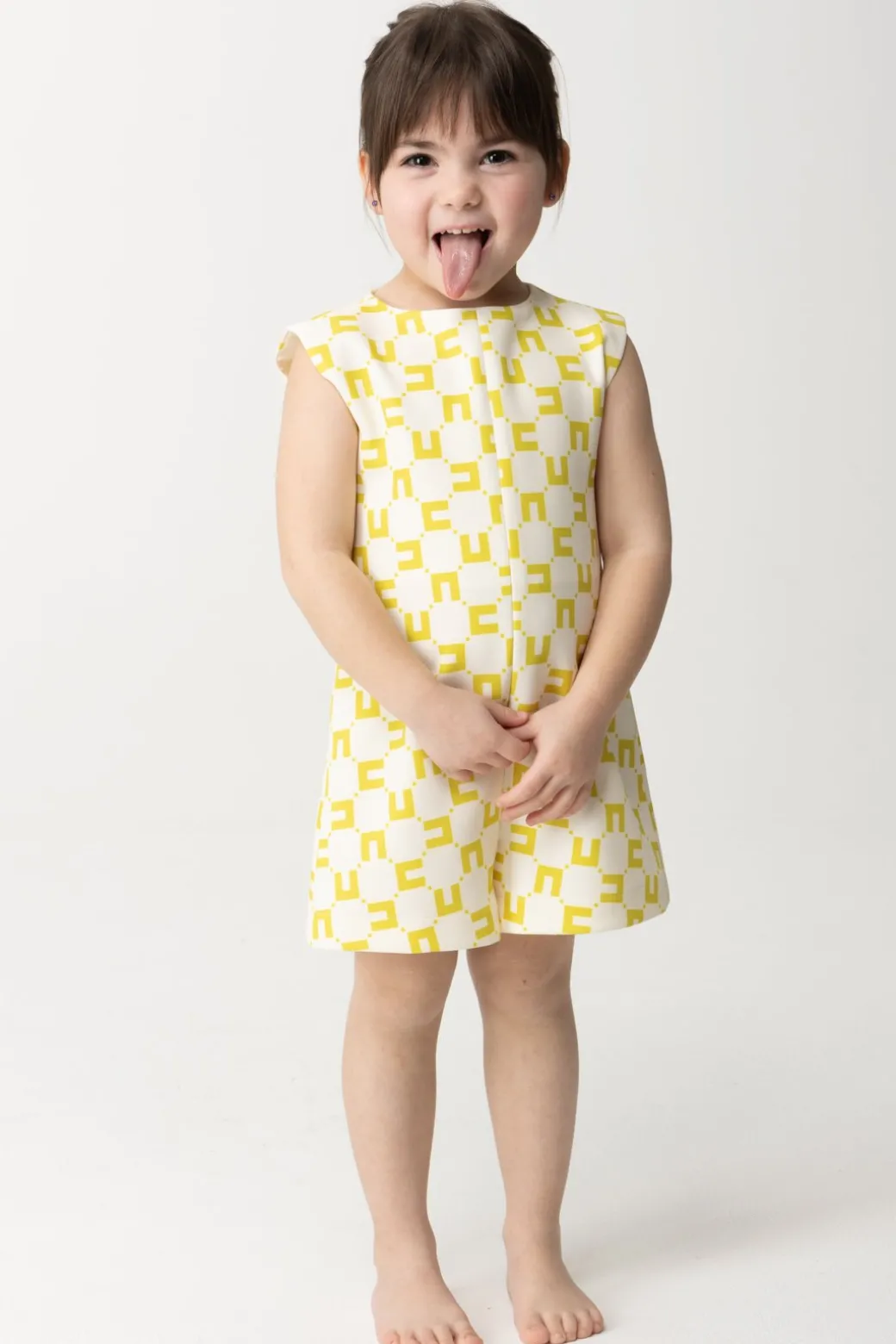 Elisabetta Franchi Bambina Tuta Corta Stampa Logo Cubica