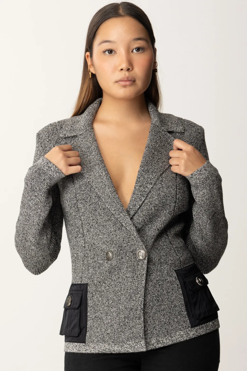 Donna Elisabetta Franchi Blazer In Maglia con Tasche In Vela