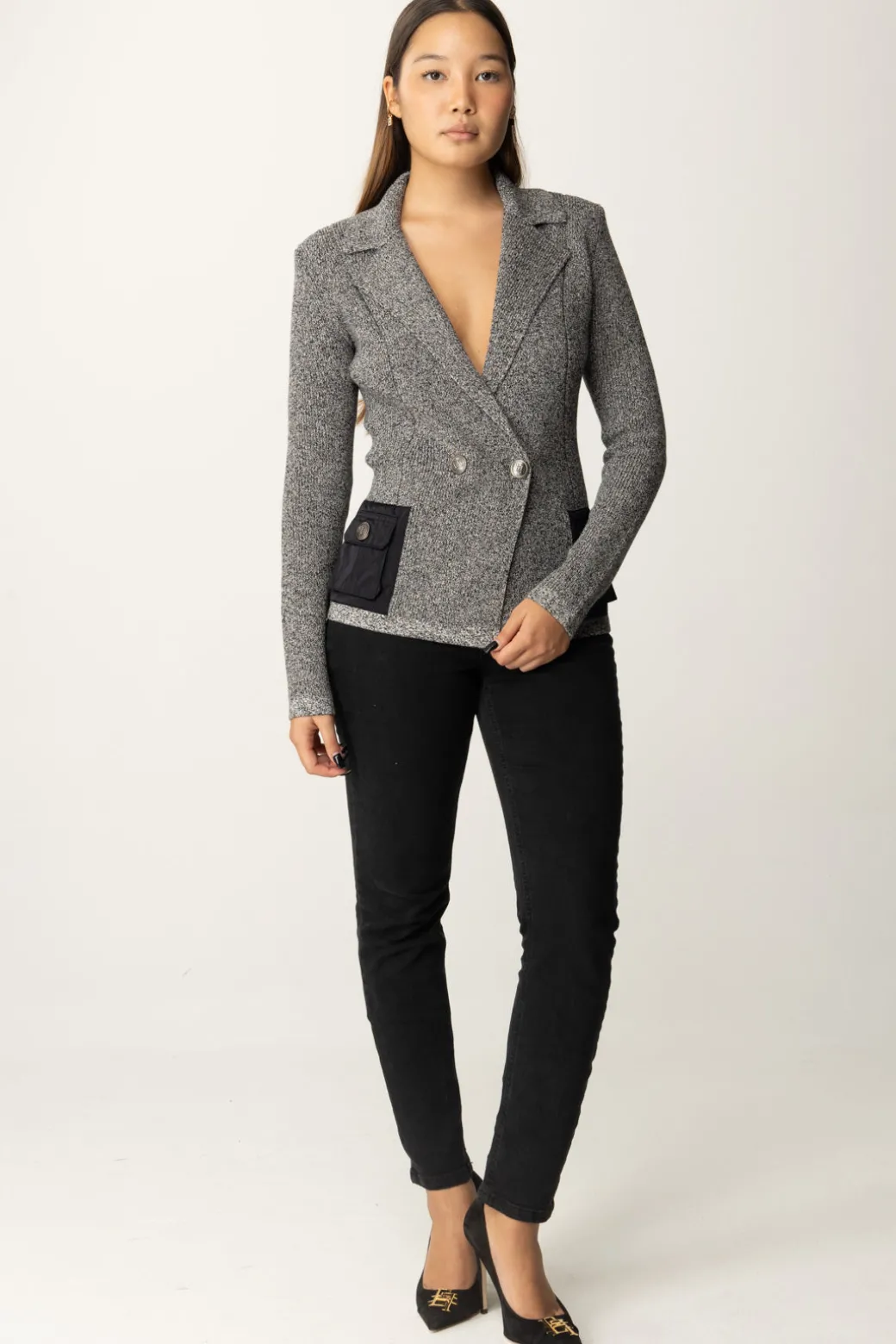 Donna Elisabetta Franchi Blazer In Maglia con Tasche In Vela