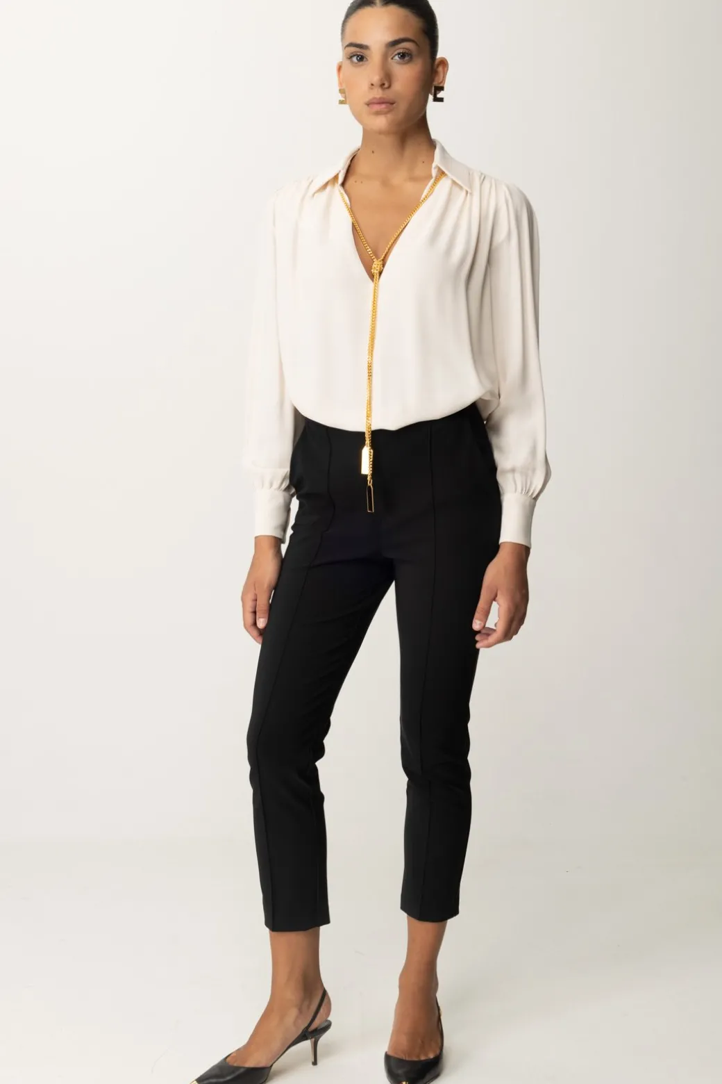 Donna Elisabetta Franchi Blusa In Georgette con Collana