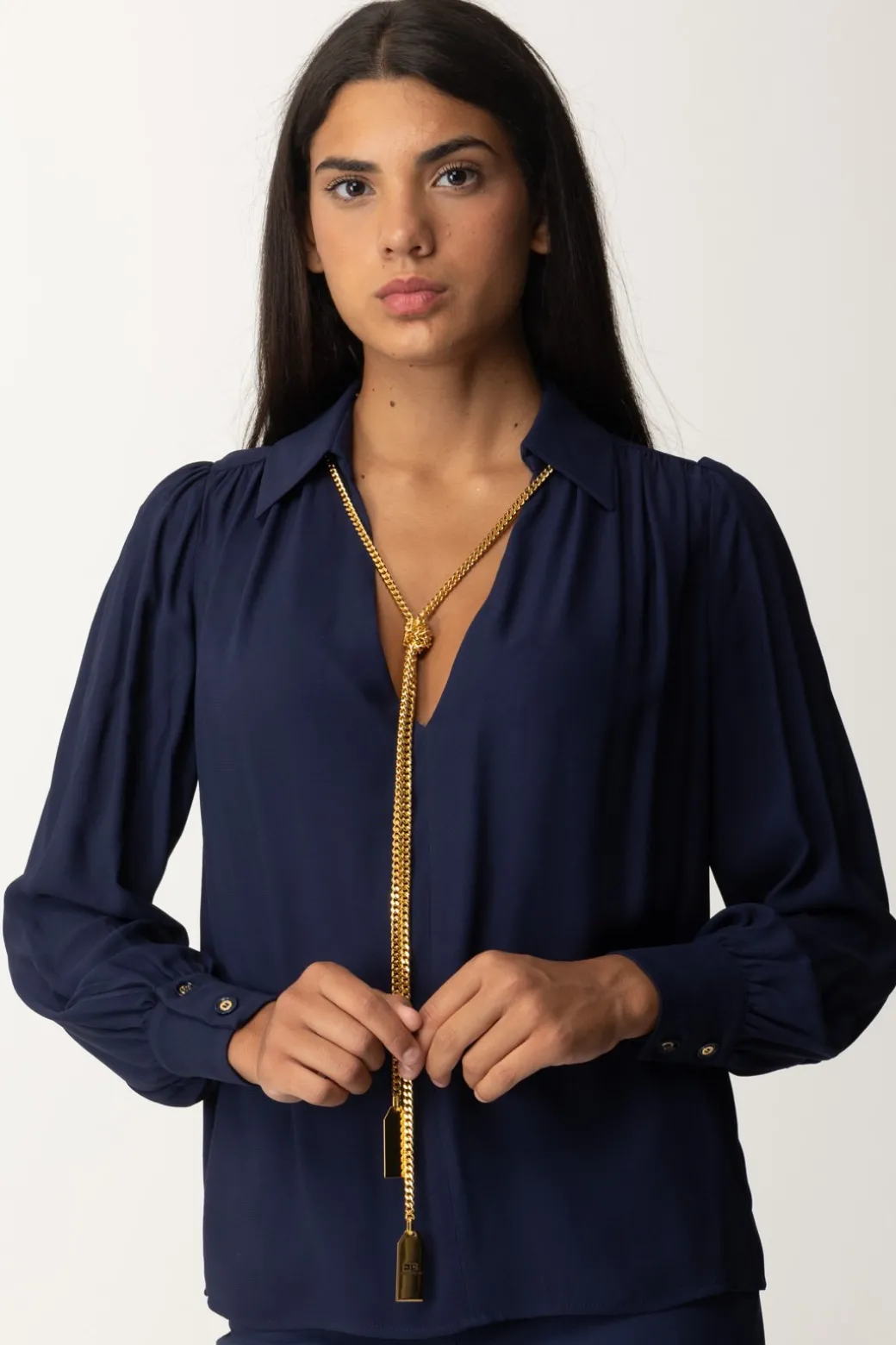 Donna Elisabetta Franchi Blusa In Georgette con Collana