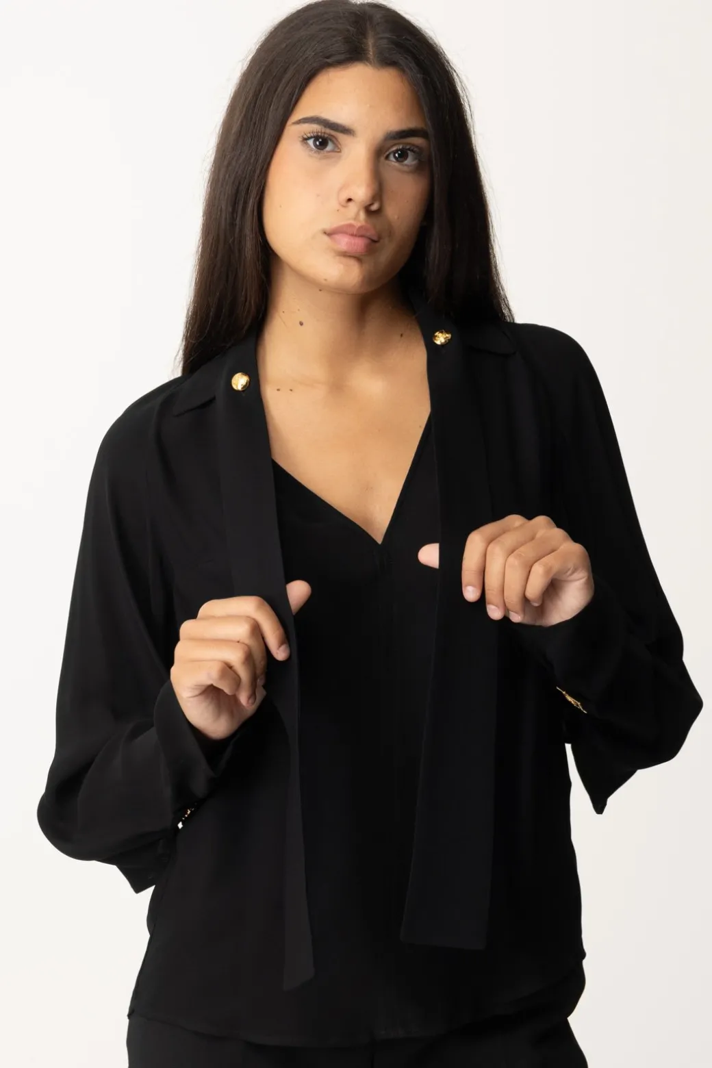 Donna Elisabetta Franchi Blusa In Georgette con Foulard