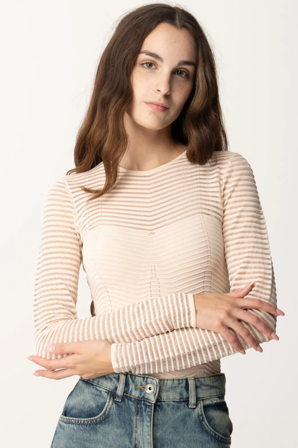 Donna Elisabetta Franchi Body con Motivo Chevron