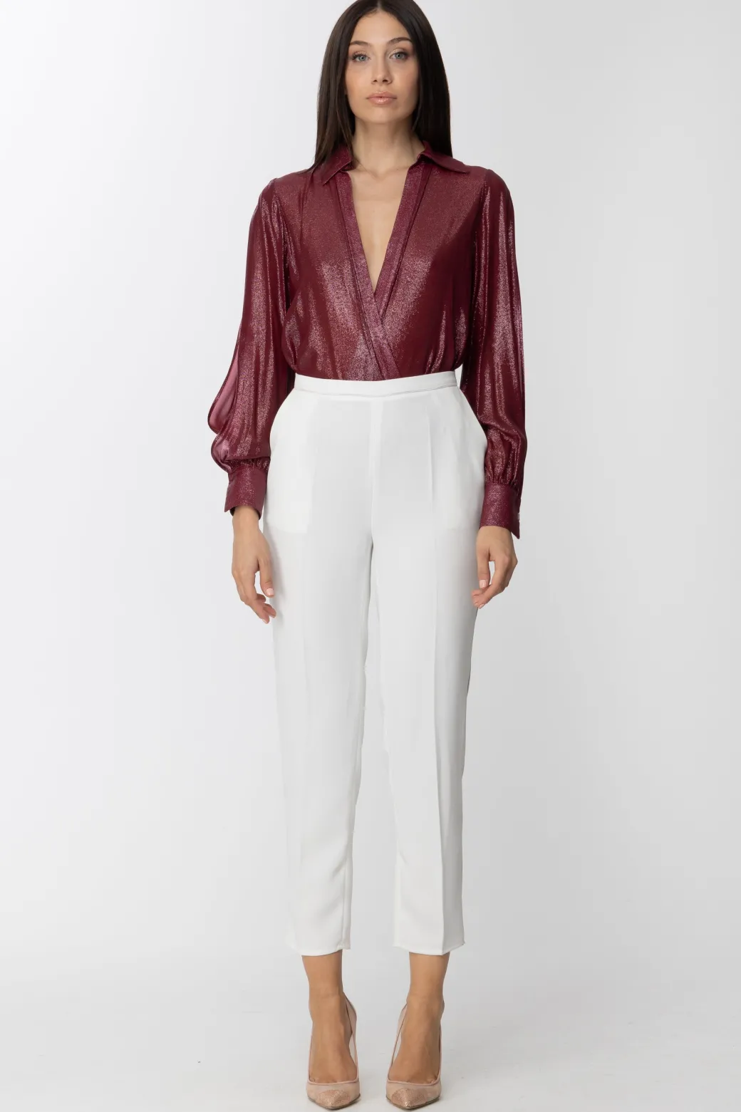 Donna Elisabetta Franchi Body Laminato con Scollo a V