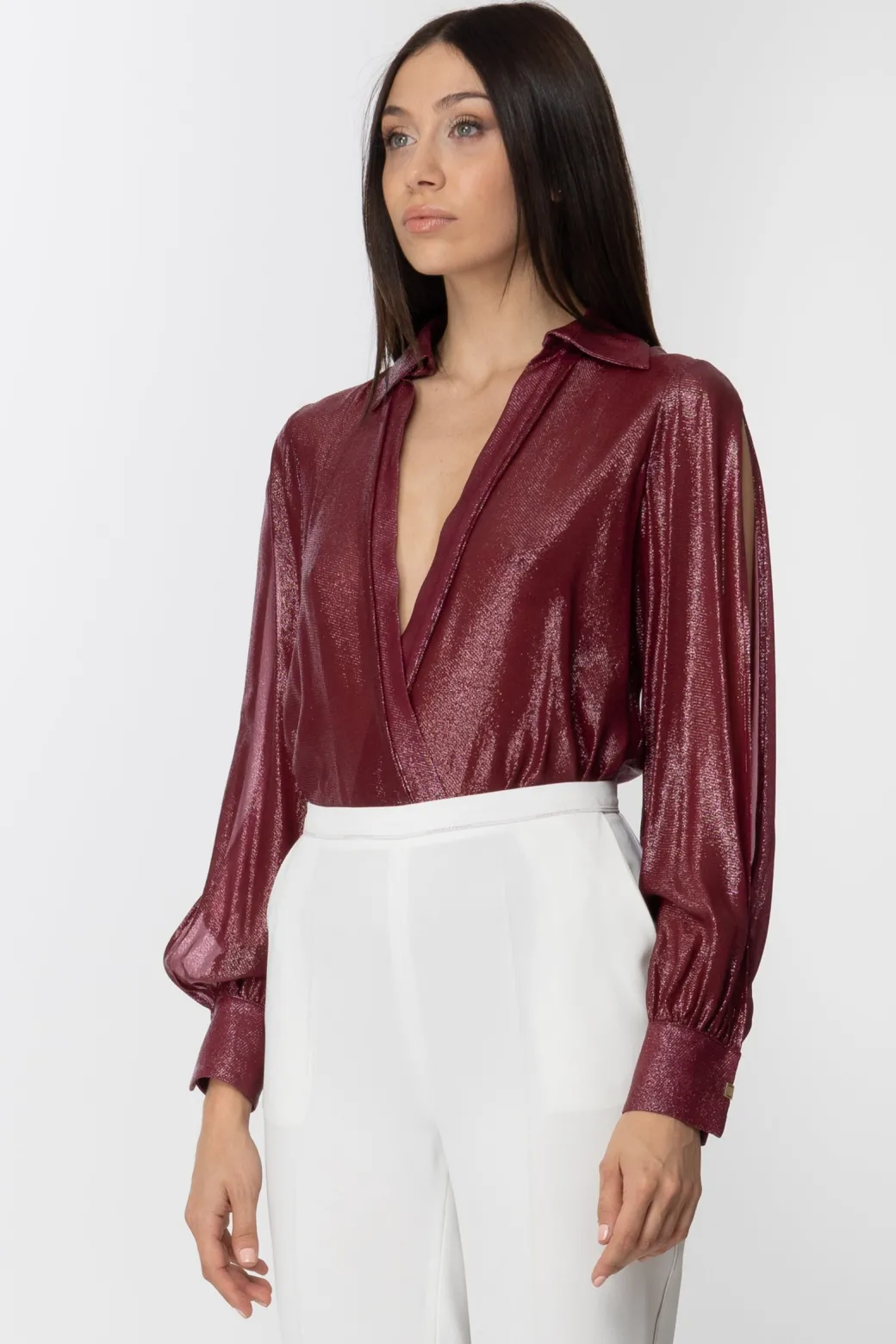 Donna Elisabetta Franchi Body Laminato con Scollo a V