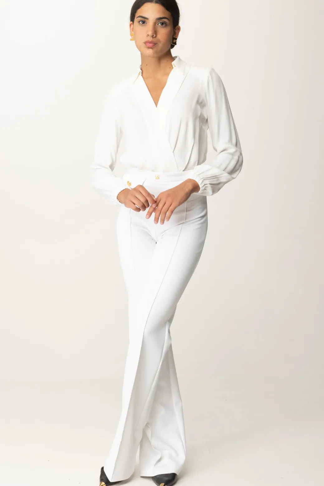 Donna Elisabetta Franchi Body Scollo a Incrocio In Georgette