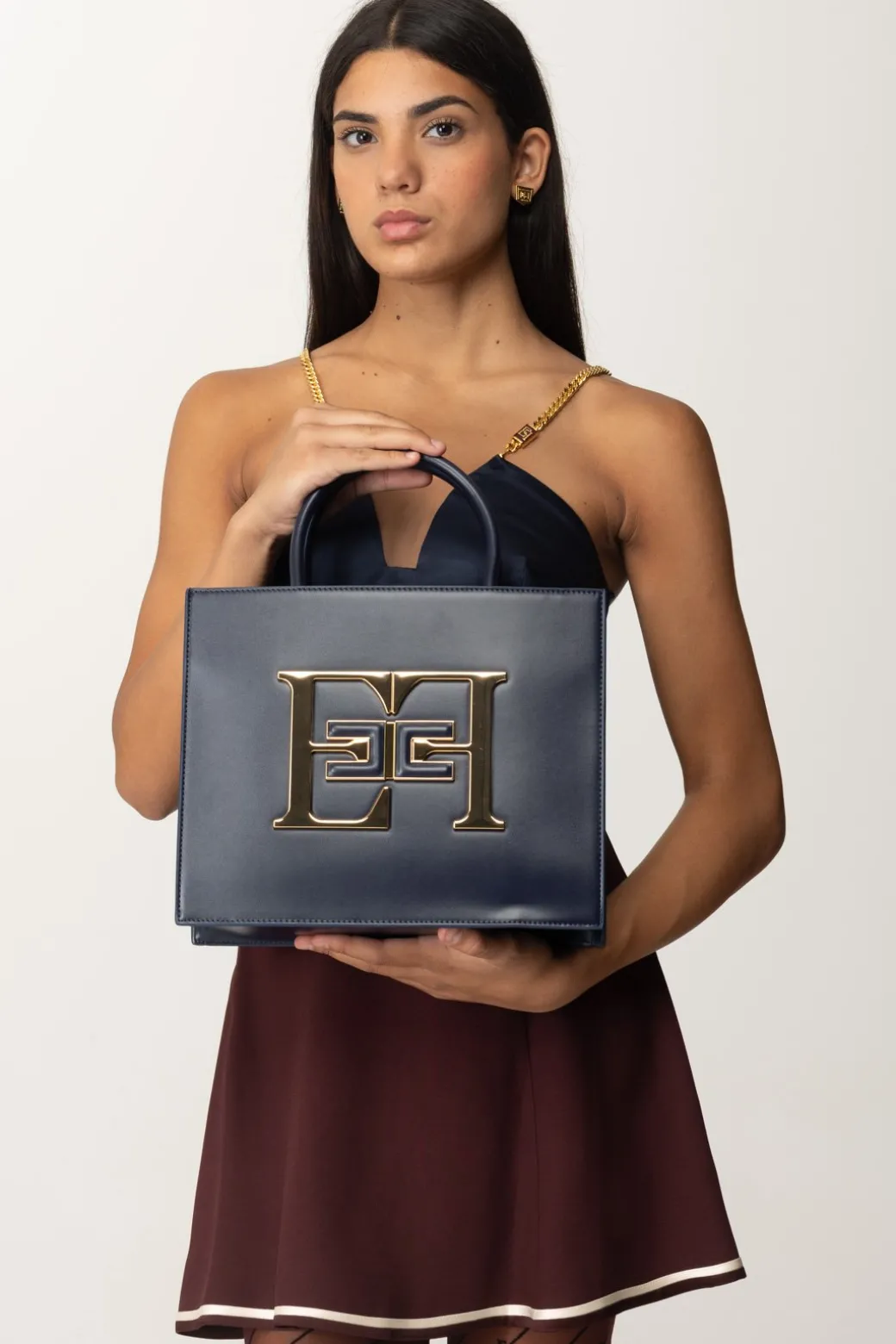 Donna Elisabetta Franchi Borsa a Mano Media con Logo