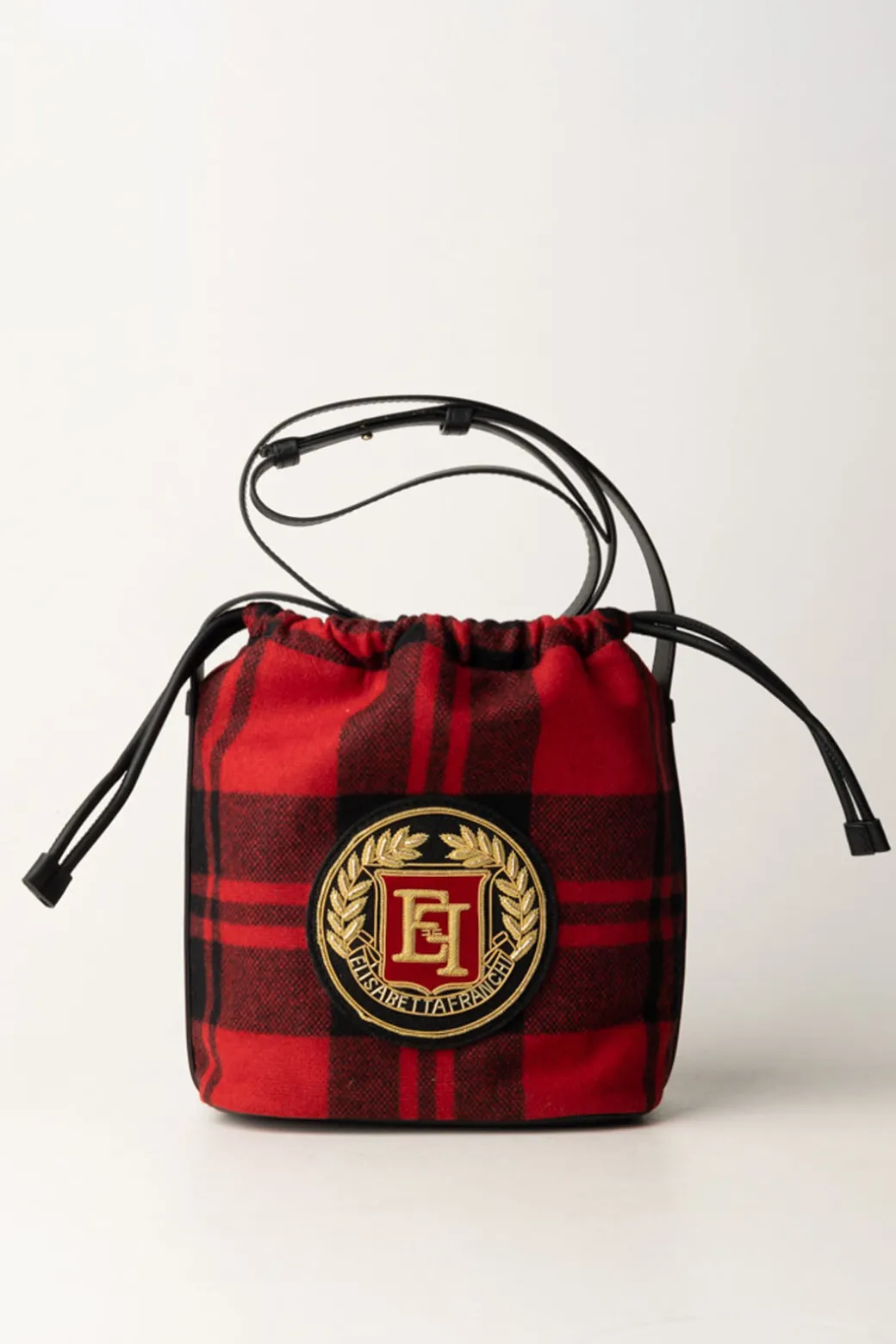 Donna Elisabetta Franchi Borsa a Secchiello In Lana Tartan