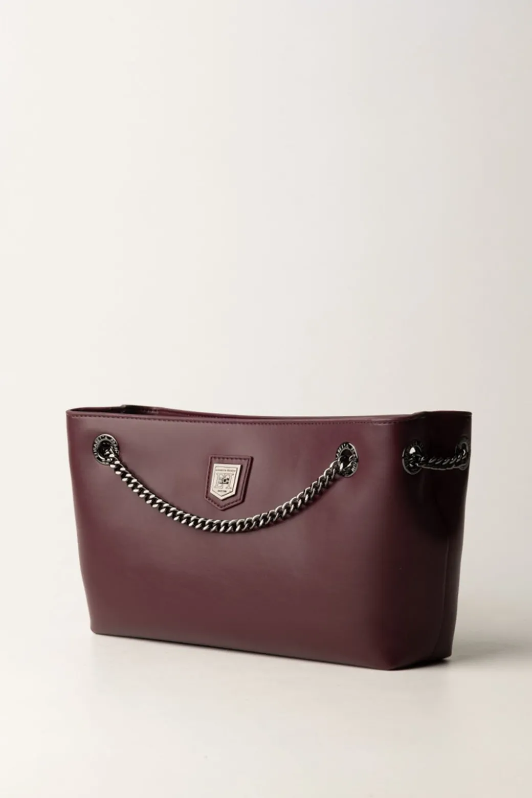 Donna Elisabetta Franchi Borsa a Tracolla con Scudetto In Metallo Silver