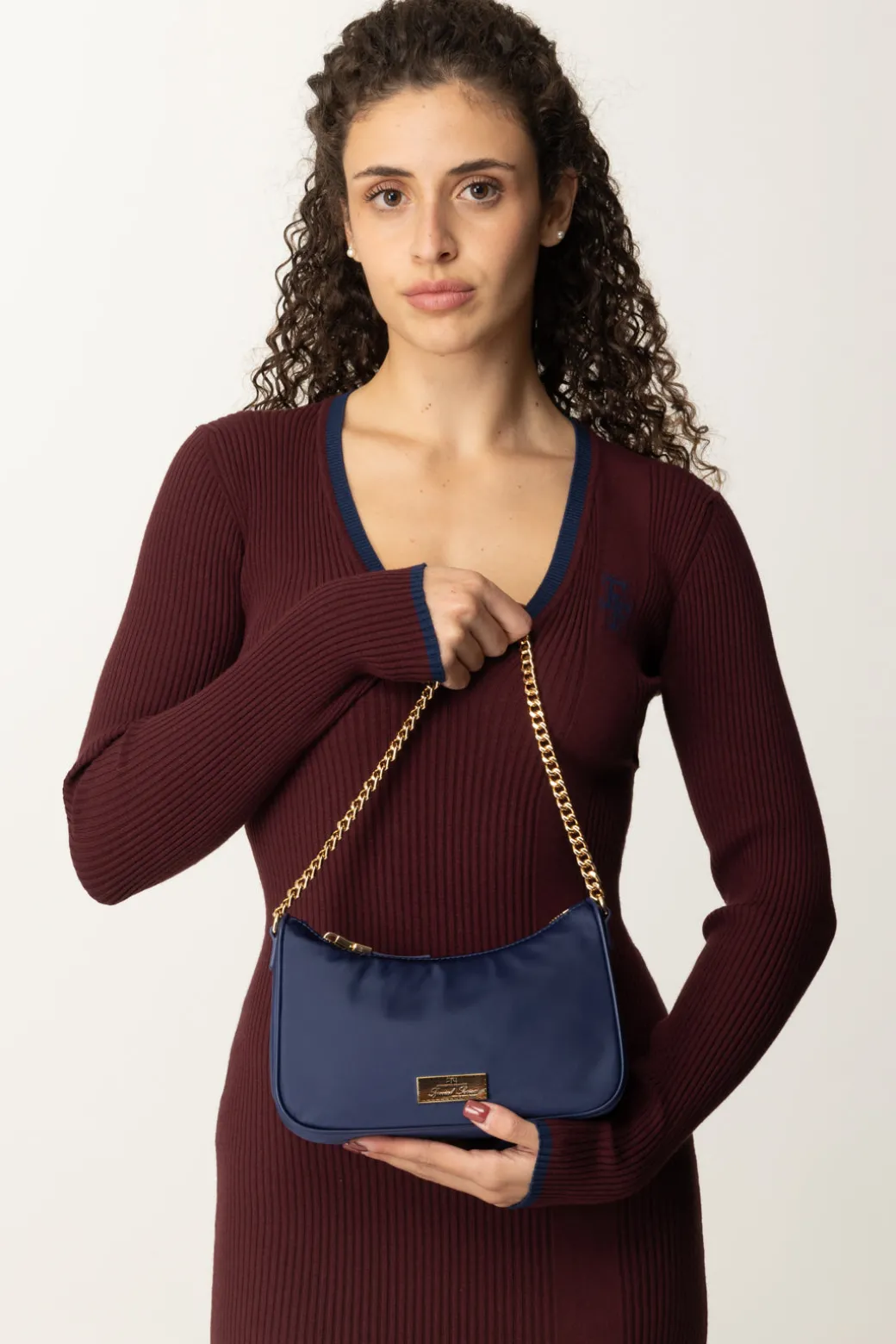 Donna Elisabetta Franchi Borsa con Doppia Tracolla e Logo