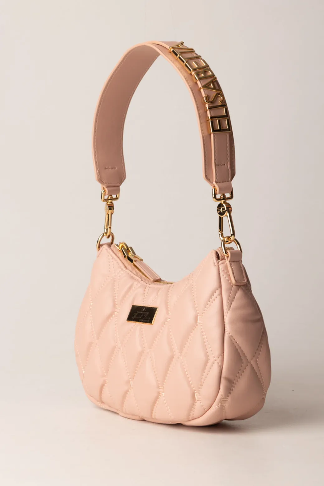 Donna Elisabetta Franchi Borsa Hobo In Tessuto Embossed con Lettering