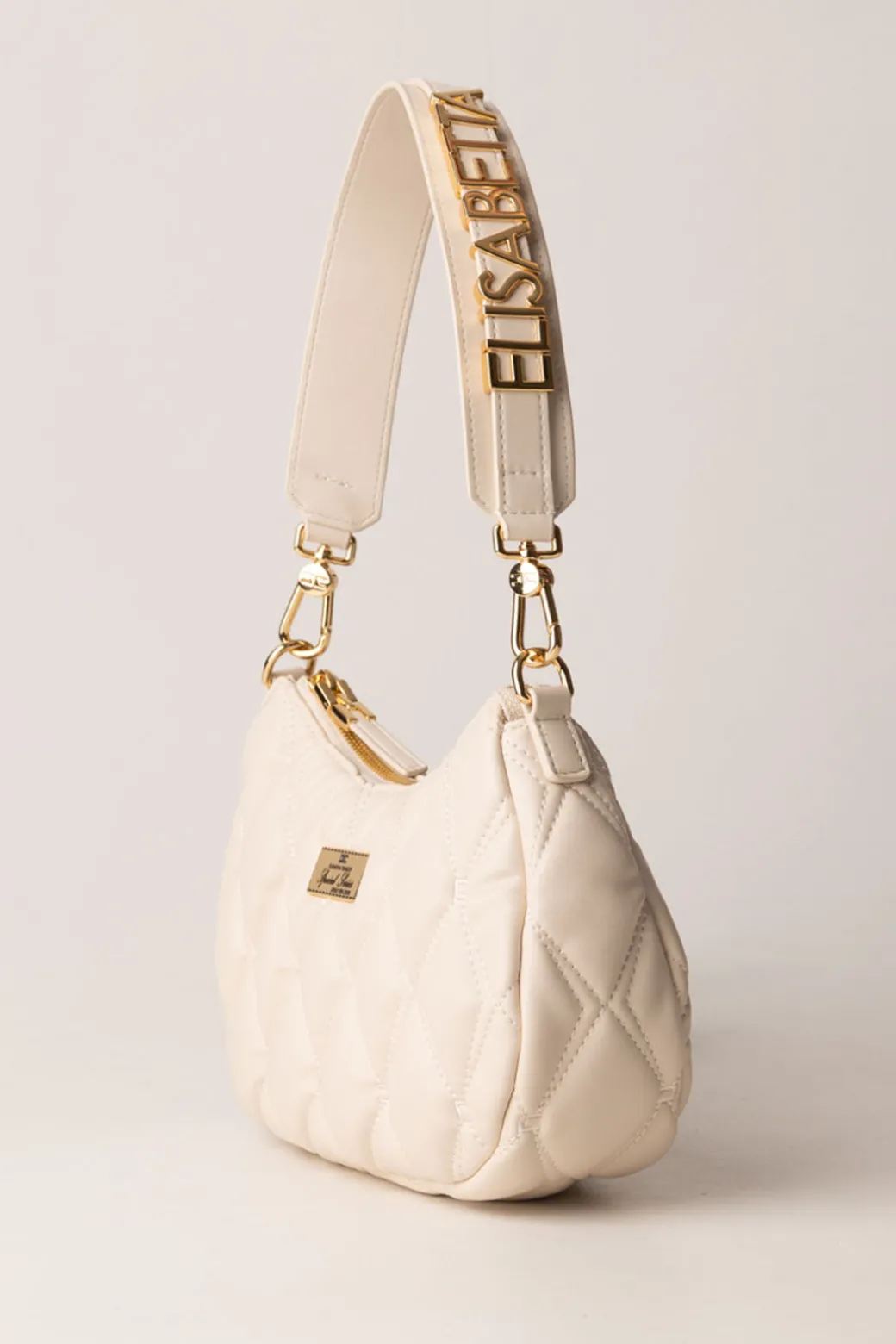 Donna Elisabetta Franchi Borsa Hobo In Tessuto Embossed con Lettering