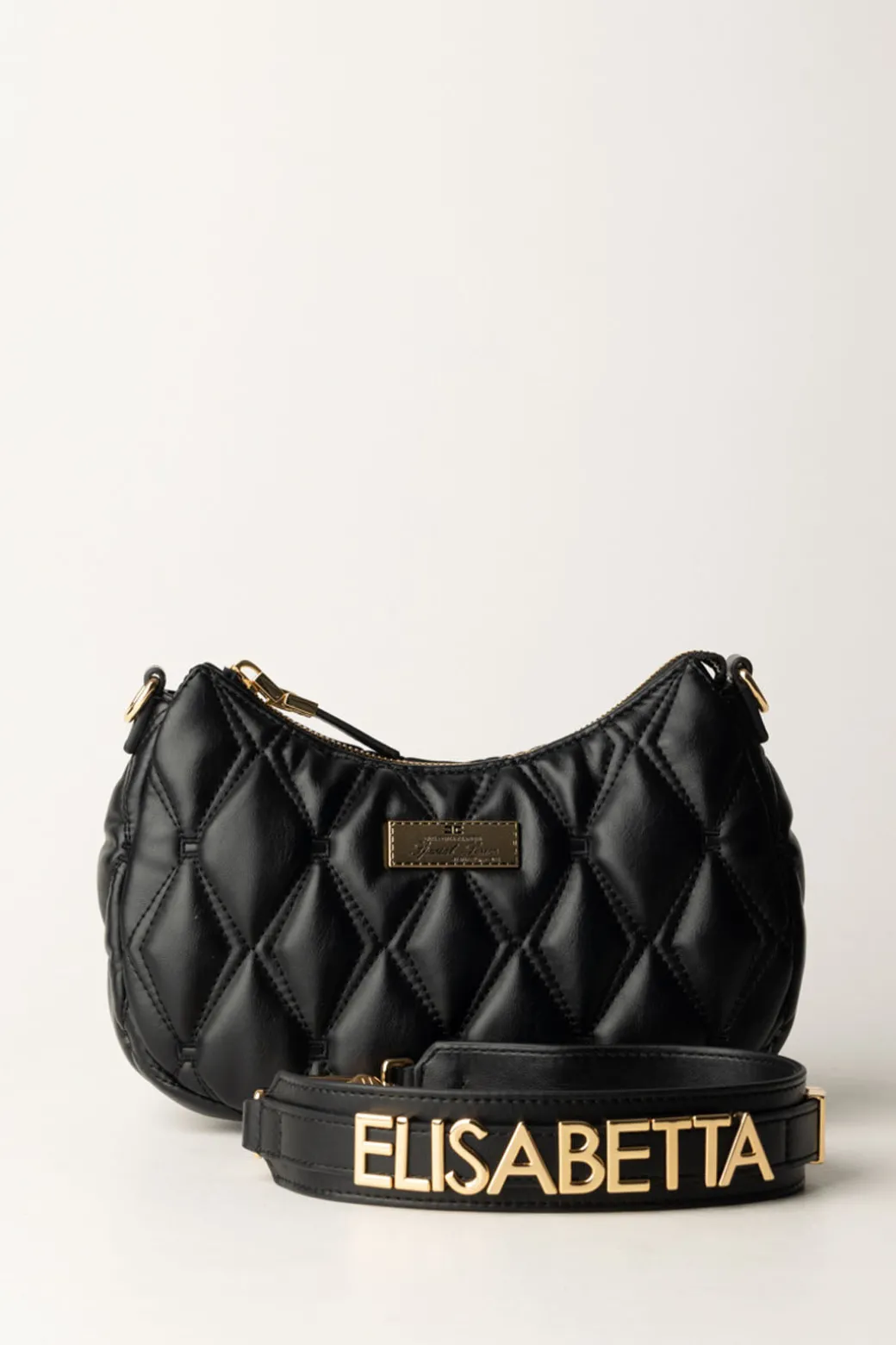 Donna Elisabetta Franchi Borsa Hobo In Tessuto Embossed con Lettering