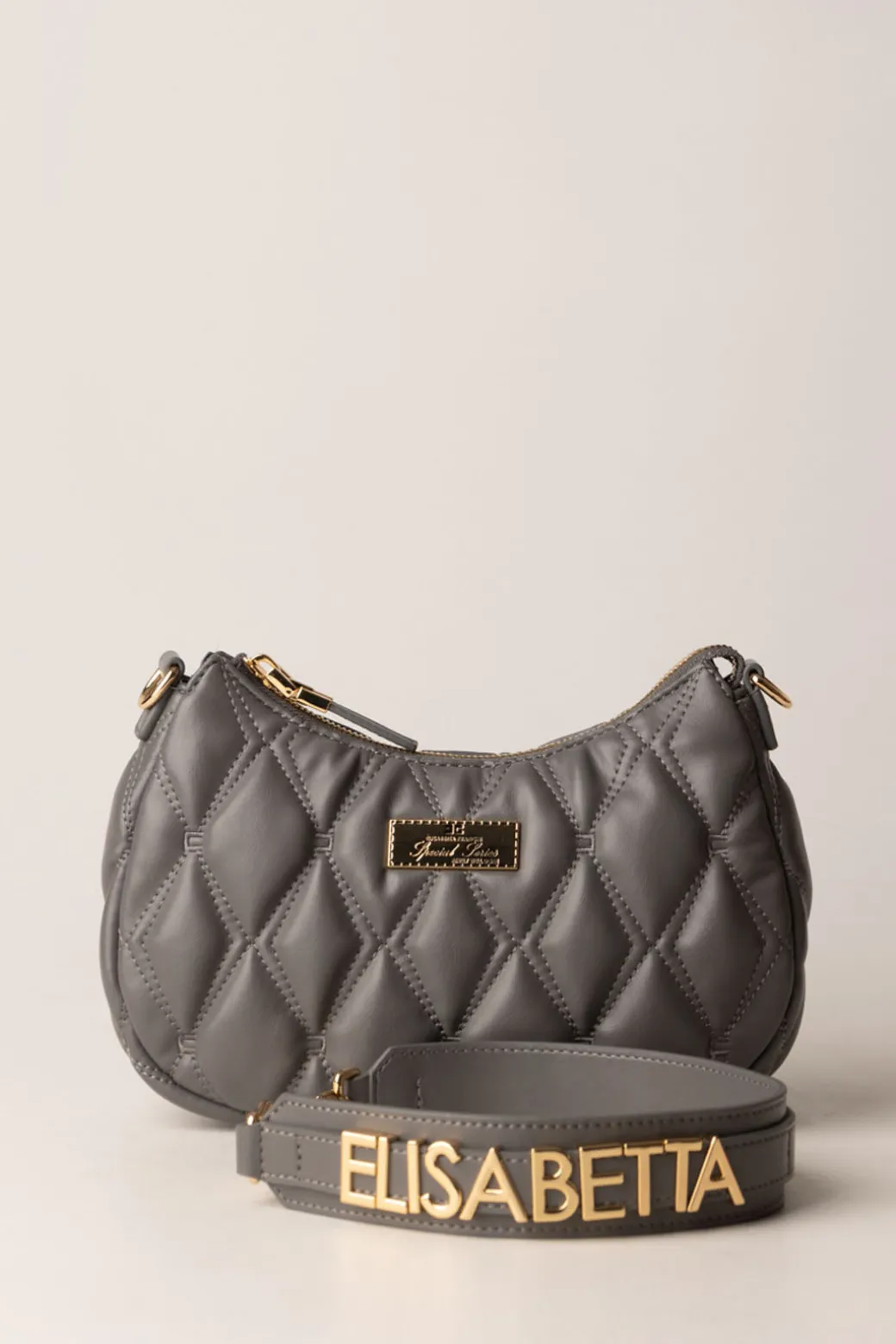 Donna Elisabetta Franchi Borsa Hobo In Tessuto Embossed con Lettering