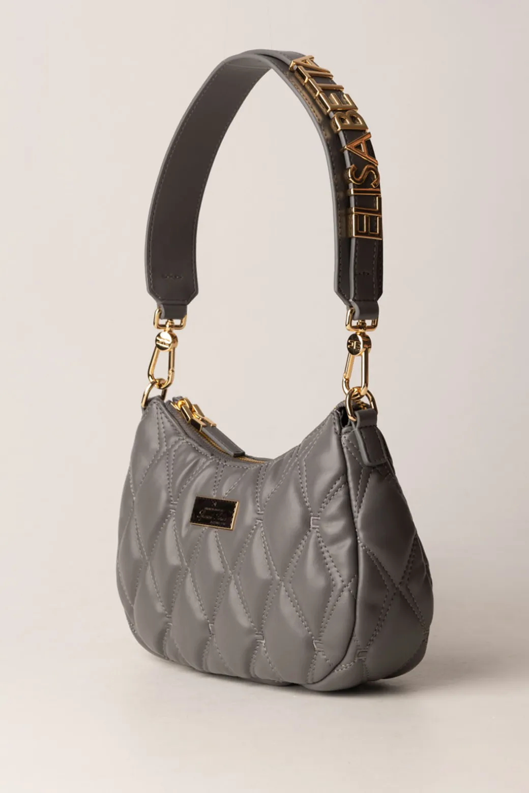 Donna Elisabetta Franchi Borsa Hobo In Tessuto Embossed con Lettering
