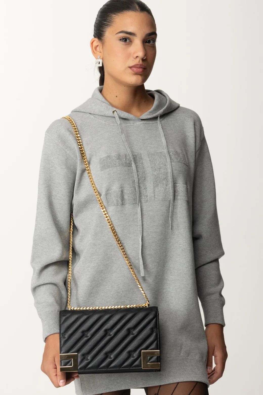 Donna Elisabetta Franchi Borsa Trapuntata Grande con Loghi
