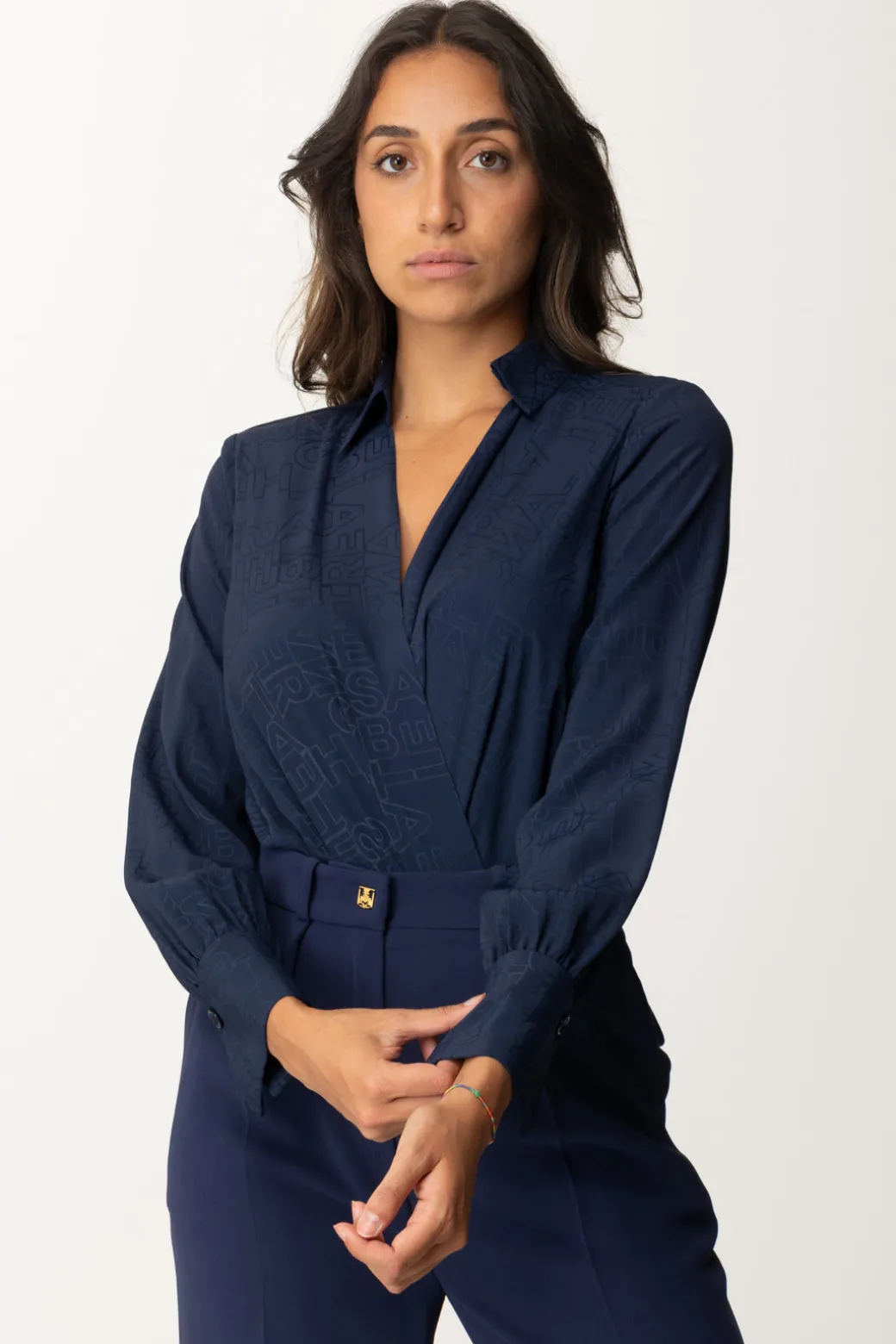 Donna Elisabetta Franchi Camicia a Body con Lettering