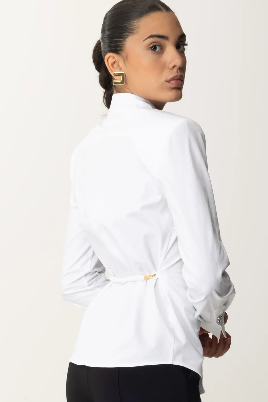 Donna Elisabetta Franchi Camicia Basic con Spalle Strutturate
