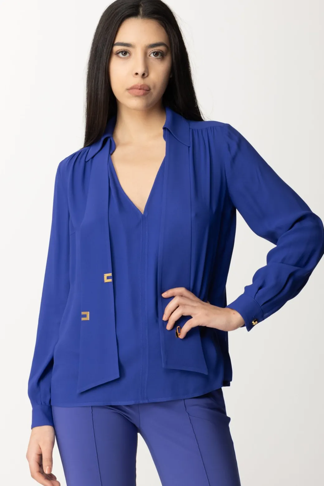 Donna Elisabetta Franchi Camicia con Foulard Logato