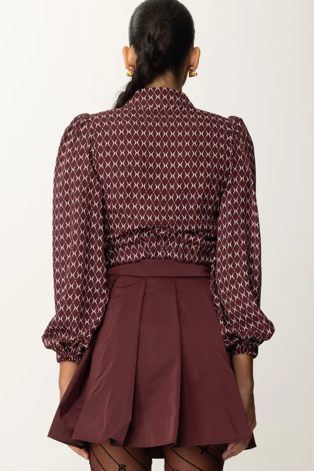 Donna Elisabetta Franchi Camicia Corta In Georgette con Foulard