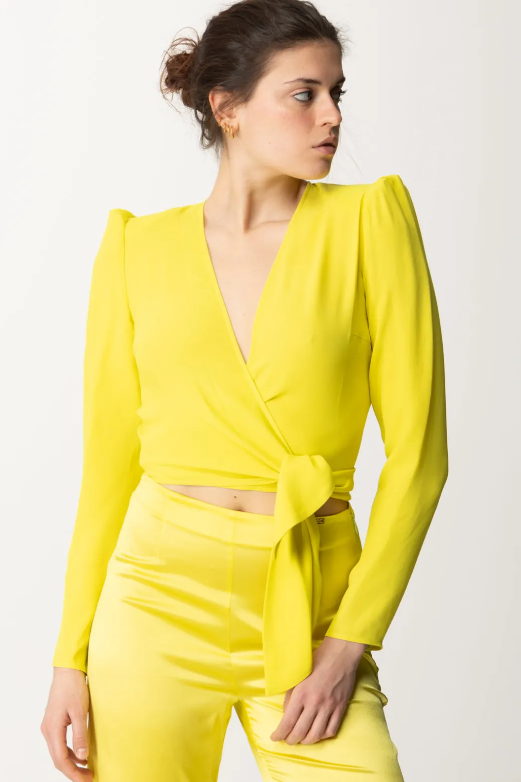 Donna Elisabetta Franchi Camicia Crop Annodata