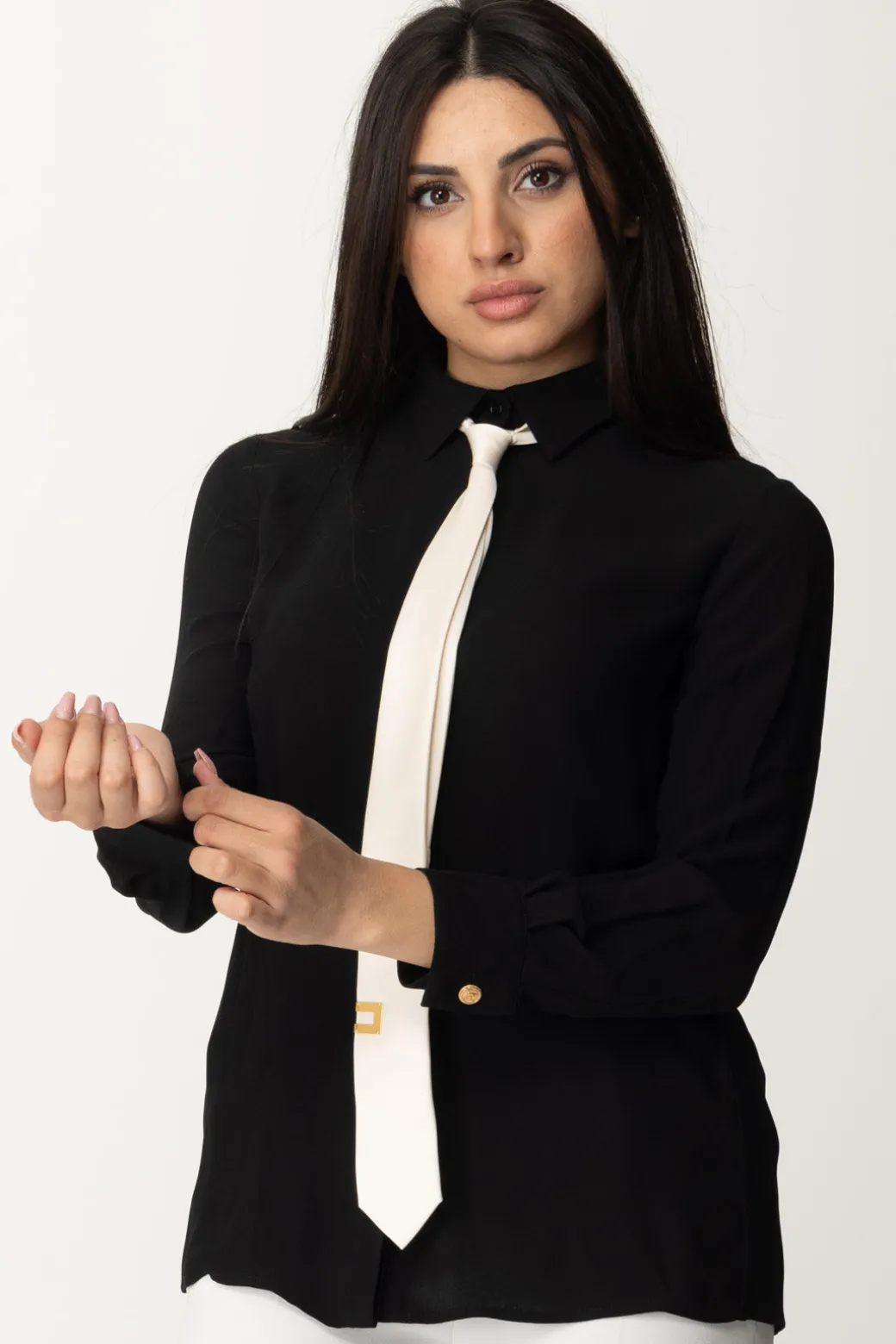 Donna Elisabetta Franchi Camicia In Georgette con Cravatta