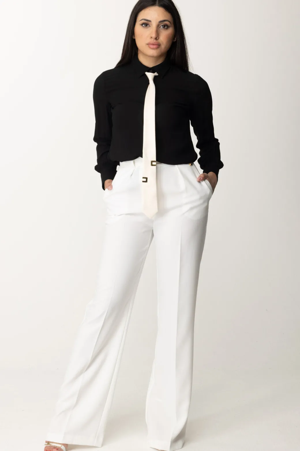 Donna Elisabetta Franchi Camicia In Georgette con Cravatta