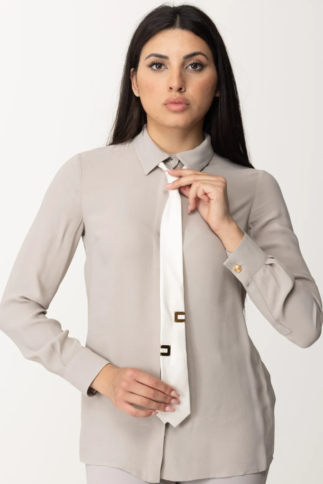 Donna Elisabetta Franchi Camicia In Georgette con Cravatta