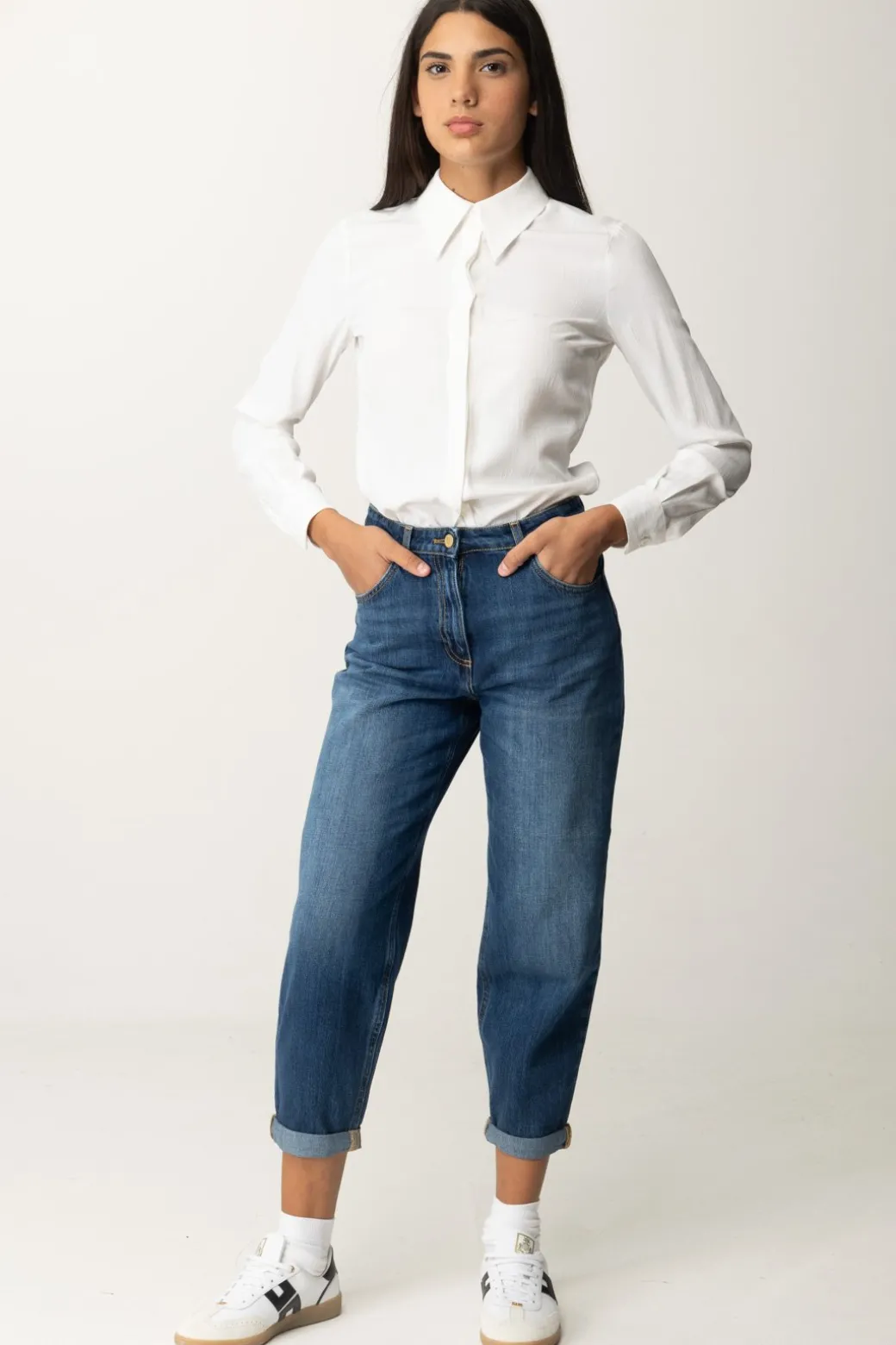 Donna Elisabetta Franchi Camicia In Georgette con Stampa Lettering