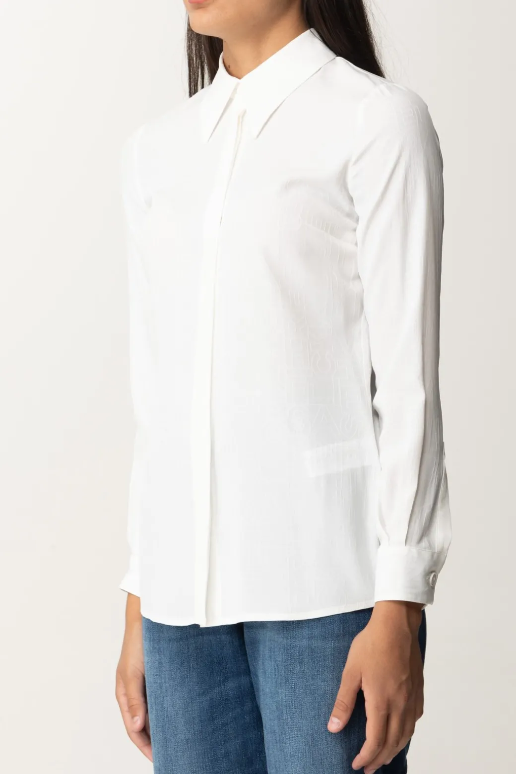 Donna Elisabetta Franchi Camicia In Georgette con Stampa Lettering