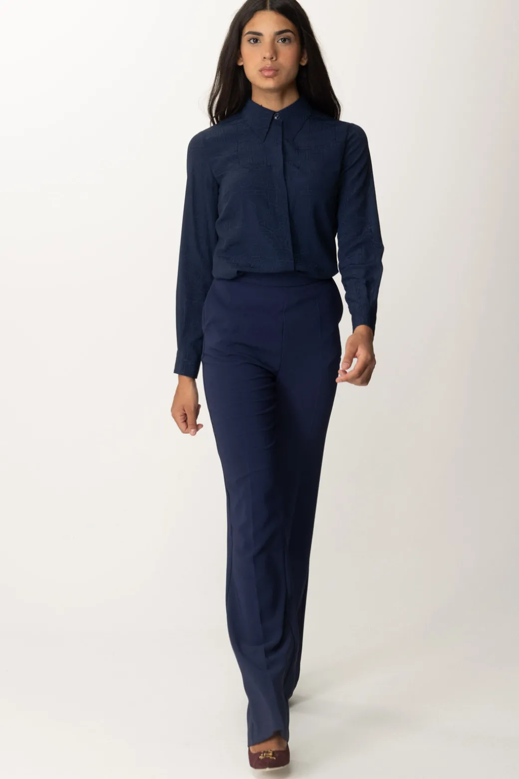 Donna Elisabetta Franchi Camicia In Georgette con Stampa Lettering
