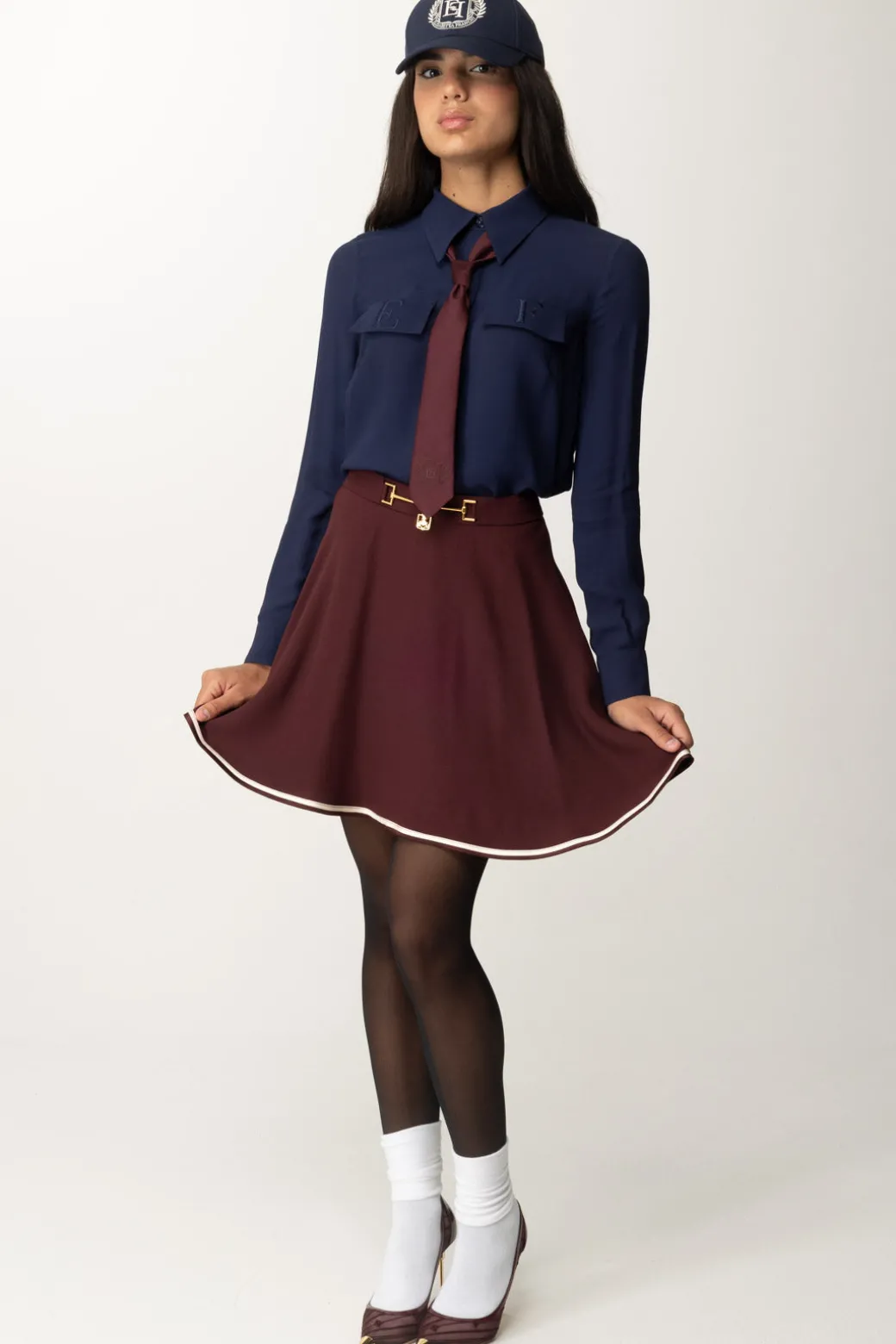 Donna Elisabetta Franchi Camicia In Georgette con Tasche Ricamate