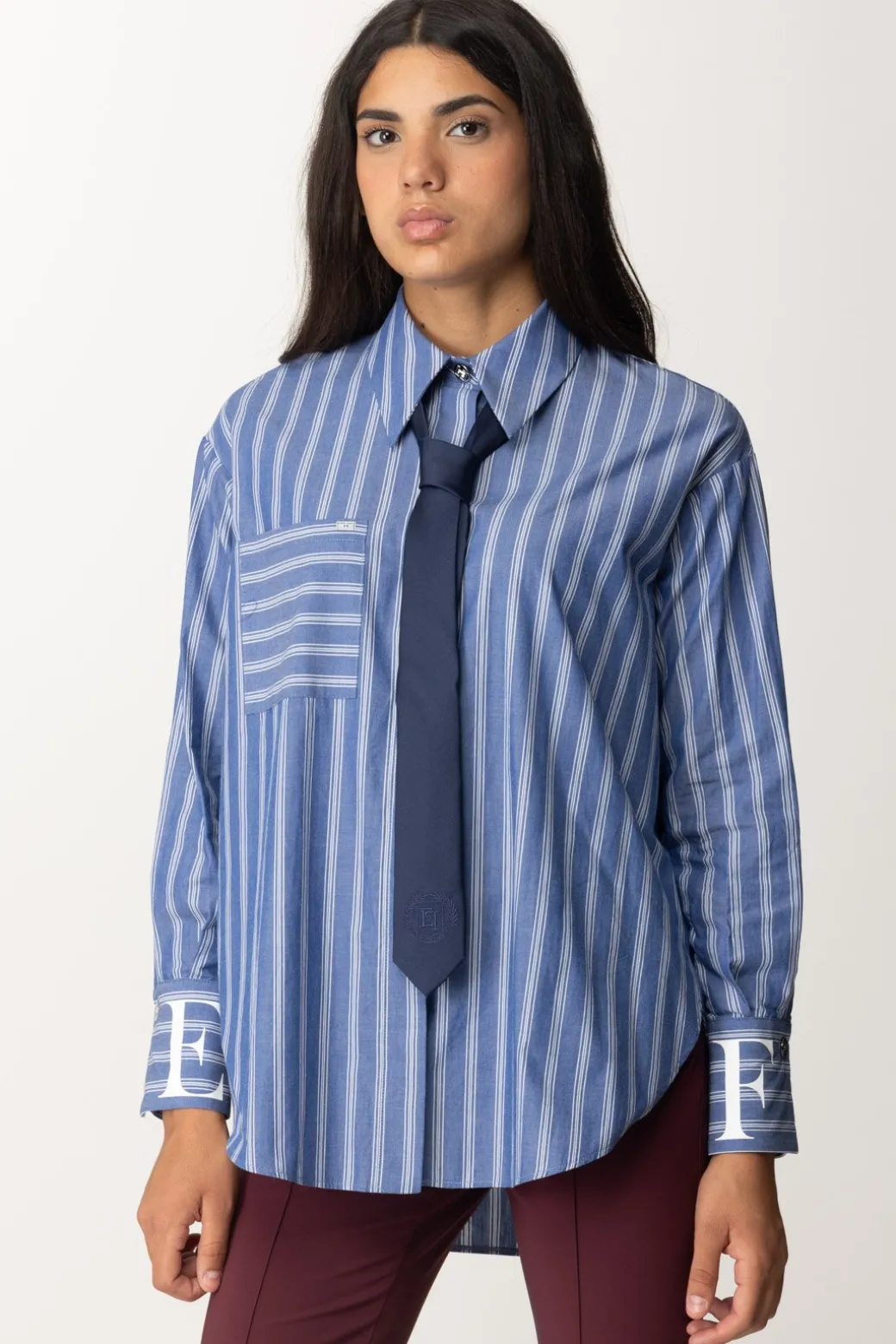 Donna Elisabetta Franchi Camicia In Popeline a Righe