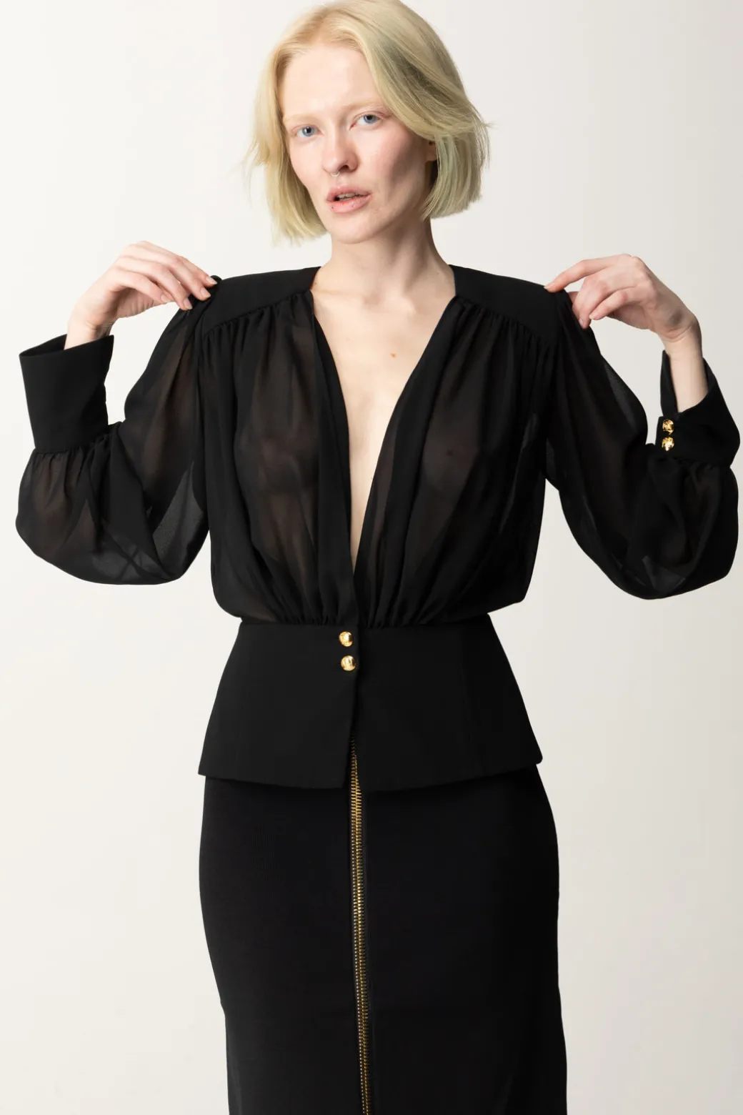 Donna Elisabetta Franchi Camicia Morbida In Georgette con Baschina