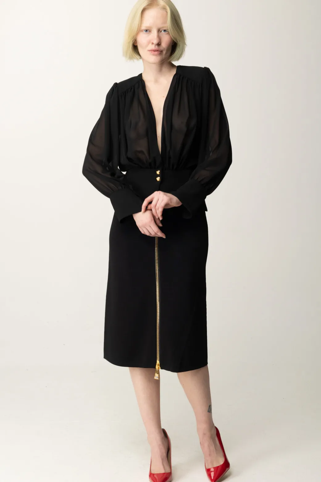 Donna Elisabetta Franchi Camicia Morbida In Georgette con Baschina