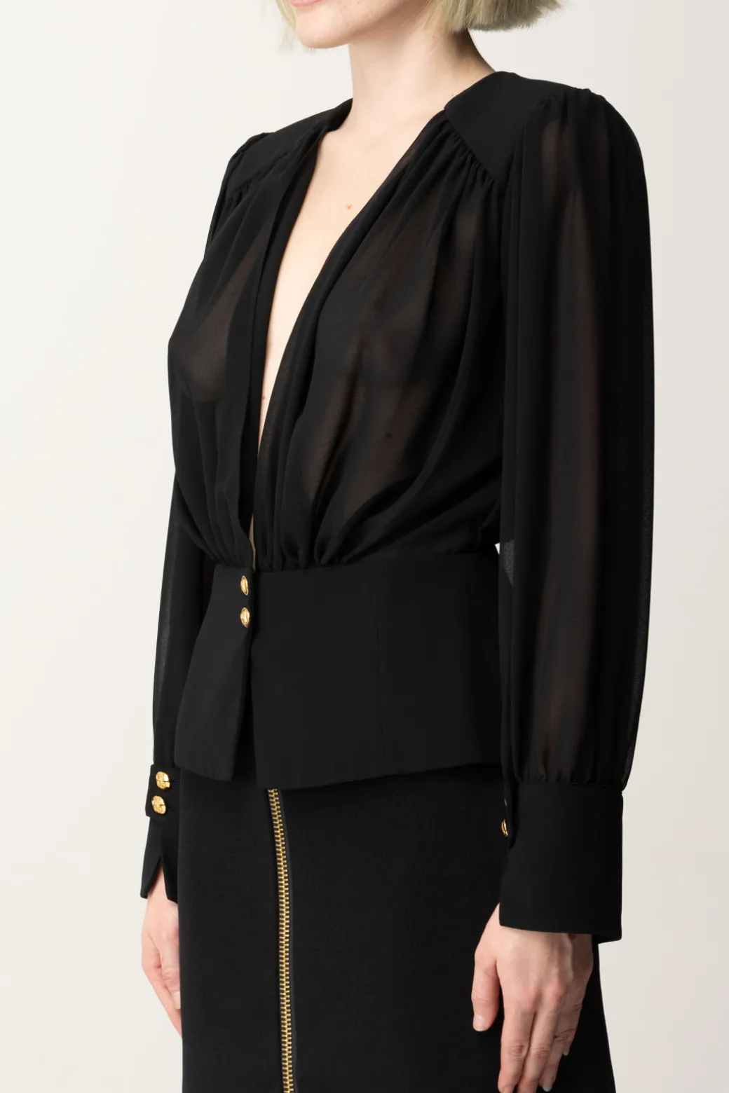 Donna Elisabetta Franchi Camicia Morbida In Georgette con Baschina