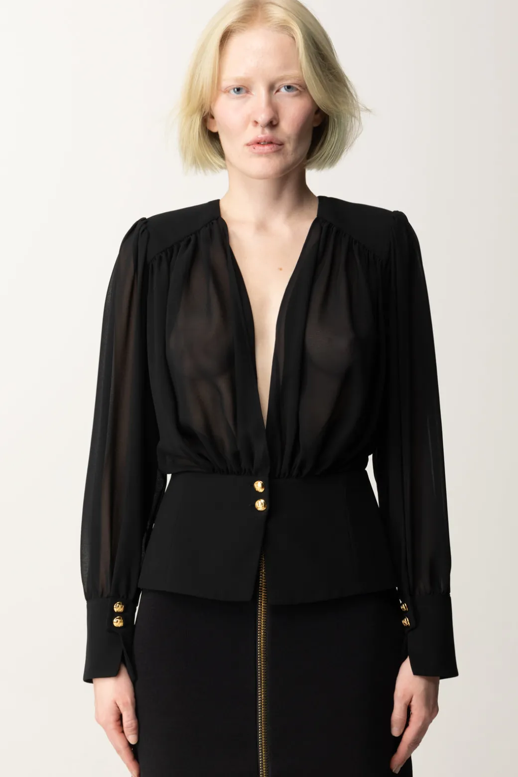 Donna Elisabetta Franchi Camicia Morbida In Georgette con Baschina