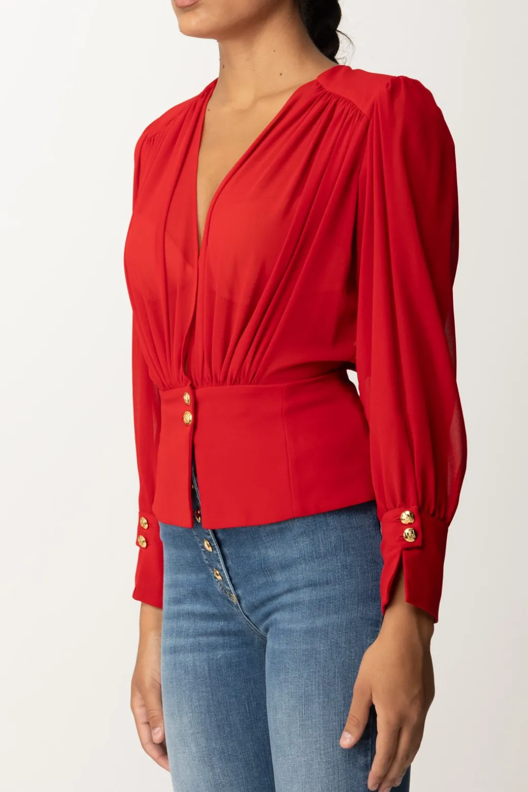Donna Elisabetta Franchi Camicia Morbida In Georgette con Baschina