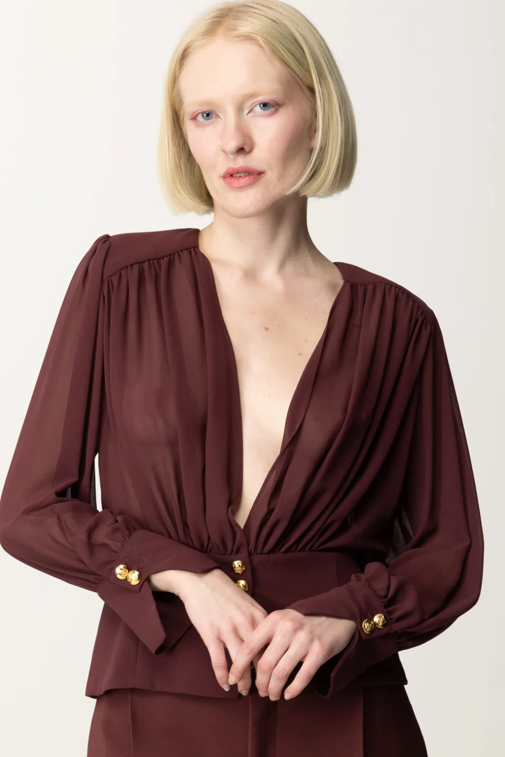 Donna Elisabetta Franchi Camicia Morbida In Georgette con Baschina