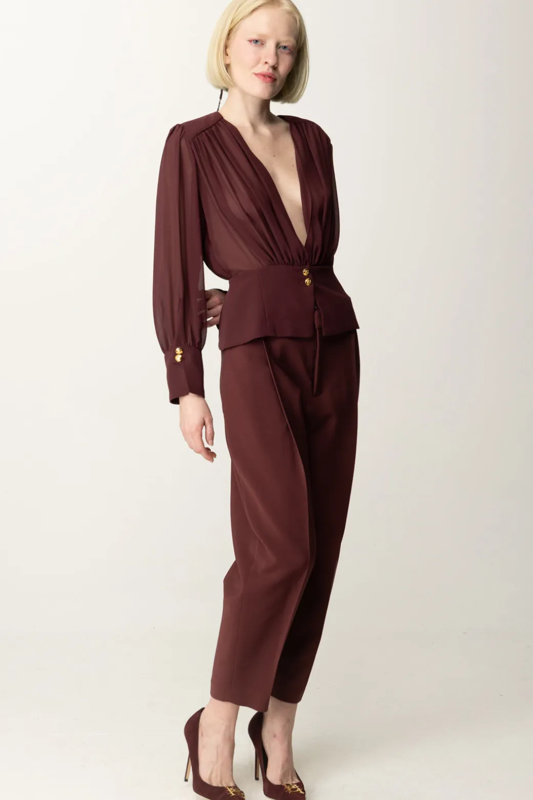 Donna Elisabetta Franchi Camicia Morbida In Georgette con Baschina