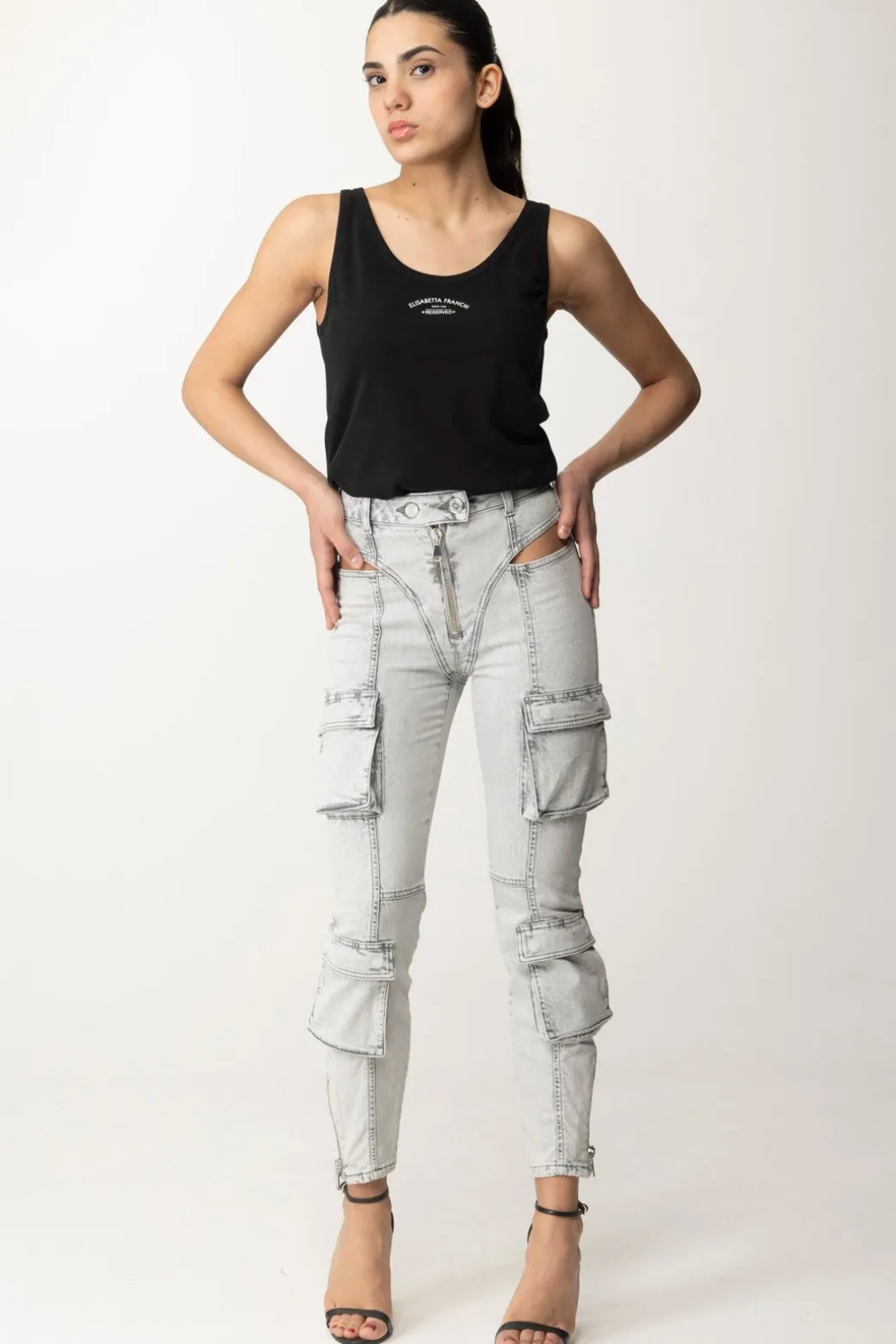 Donna Elisabetta Franchi Canotta con Logo Lettering